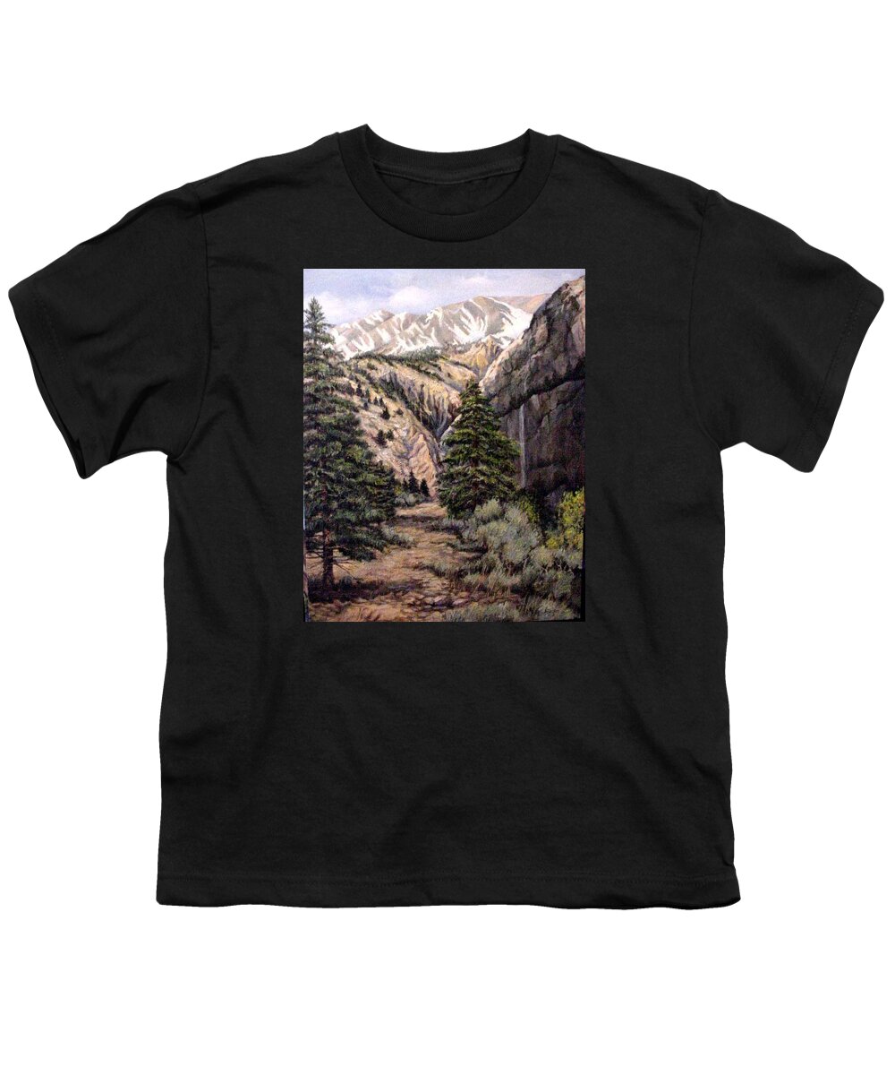 Nature Youth T-Shirt featuring the painting Sleeping Faces in the Rock by Donna Tucker