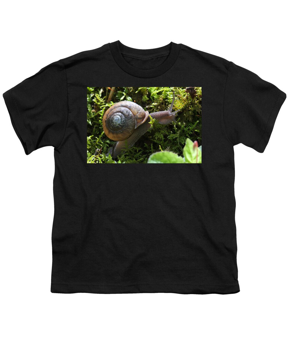 Snail In Moss Youth T-Shirt featuring the photograph Snail In Moss by Daniel Reed
