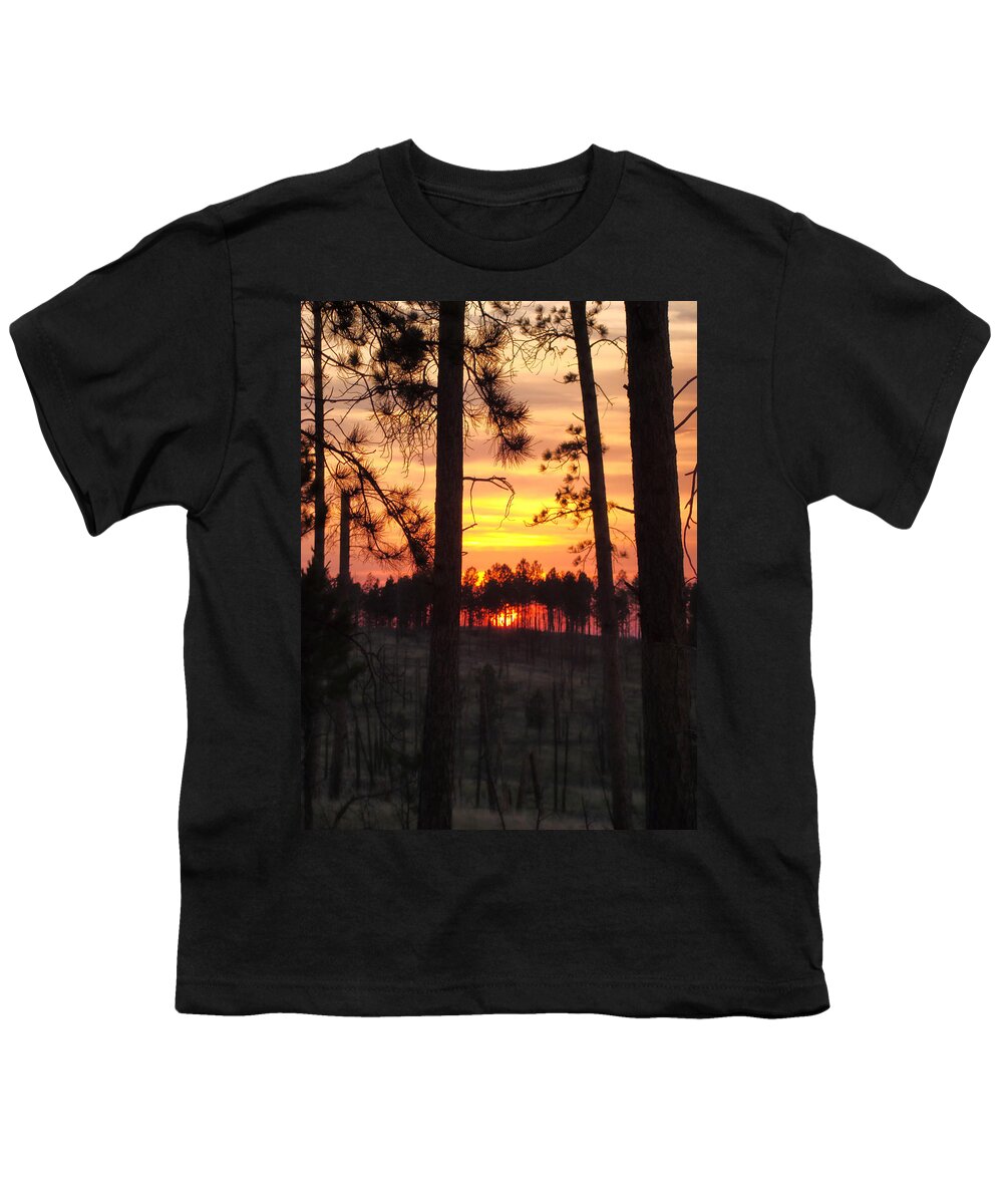 Sunset Youth T-Shirt featuring the photograph South Dakota Sunset by Cathy Anderson