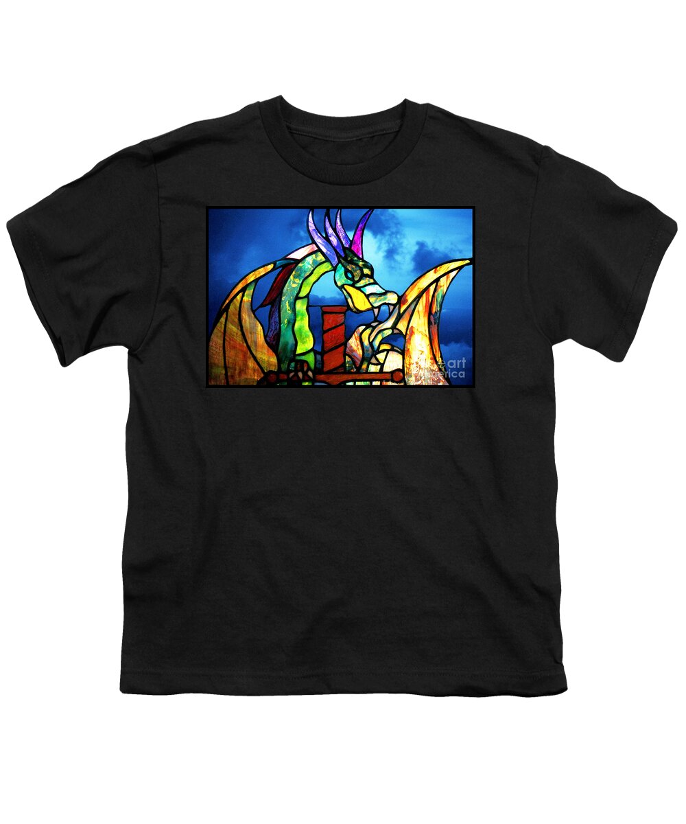 Dragon Youth T-Shirt featuring the photograph Stained Glass Dragon by Ellen Cotton