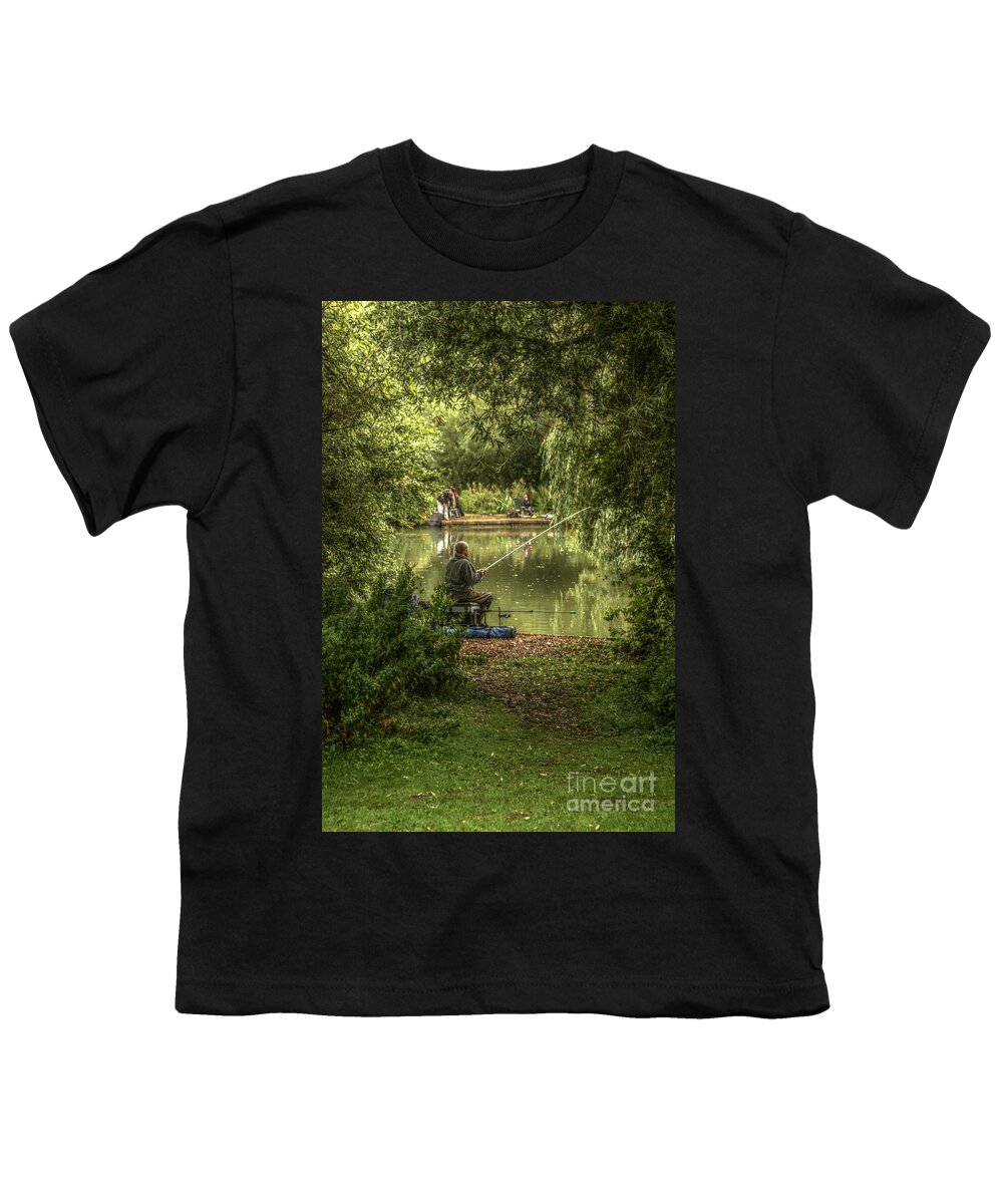 Sunday Fishing Youth T-Shirt featuring the photograph Sunday fishing at the Lake by Jeremy Hayden
