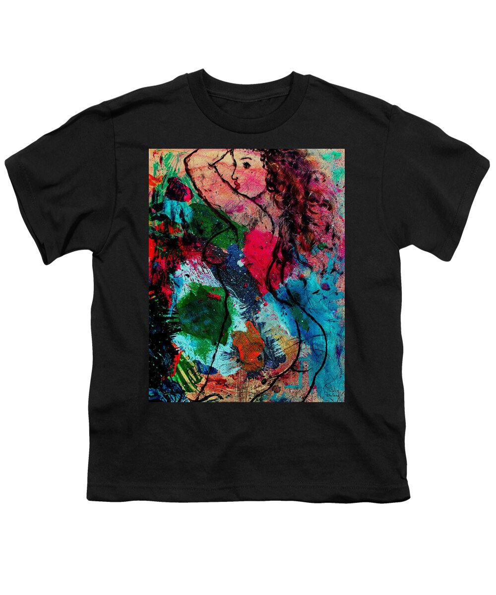 Swimming Nude Youth T-Shirt featuring the painting Swimming Nude by Natalie Holland