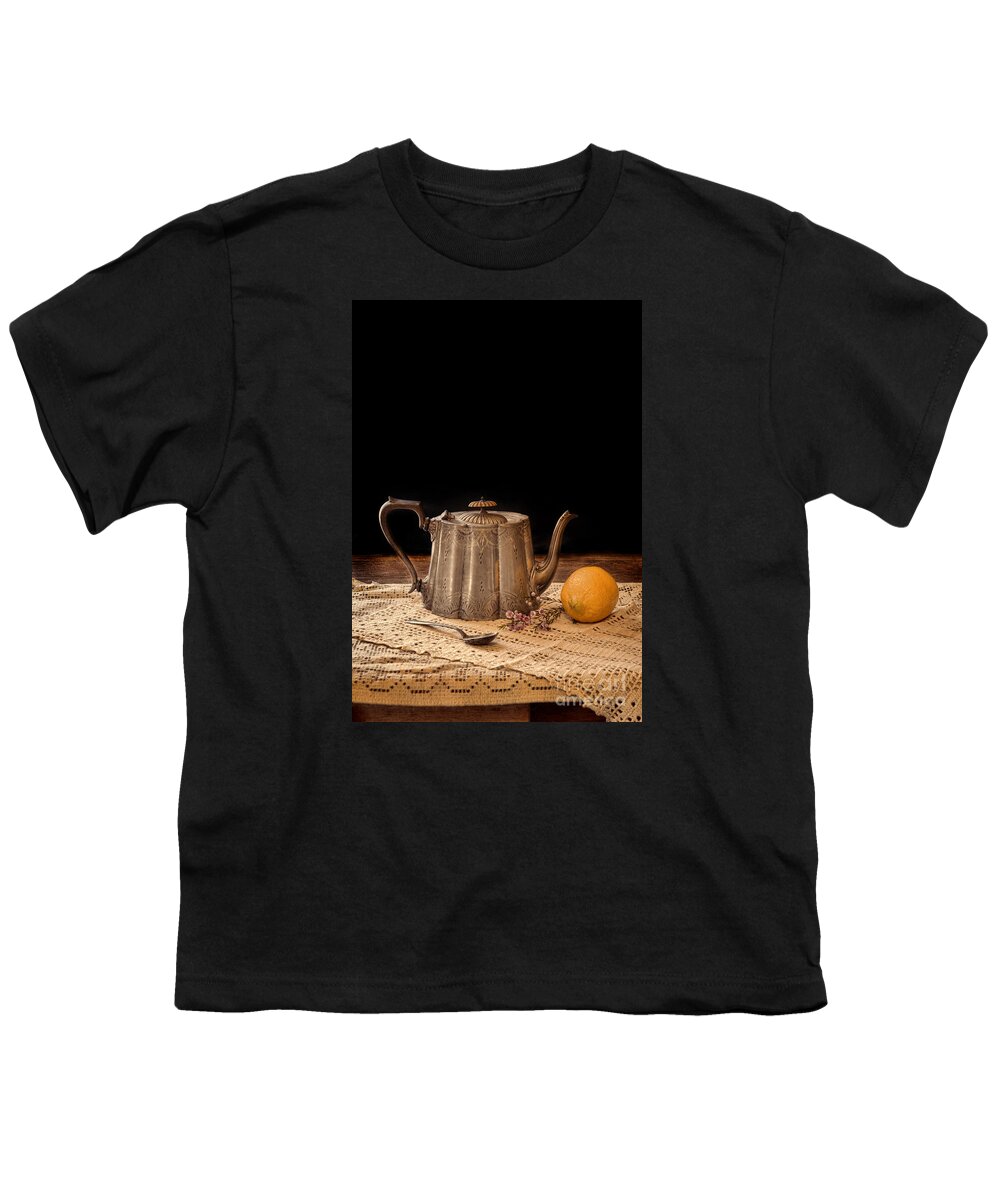 Tea Youth T-Shirt featuring the photograph Teapot with Lemon by Jill Battaglia