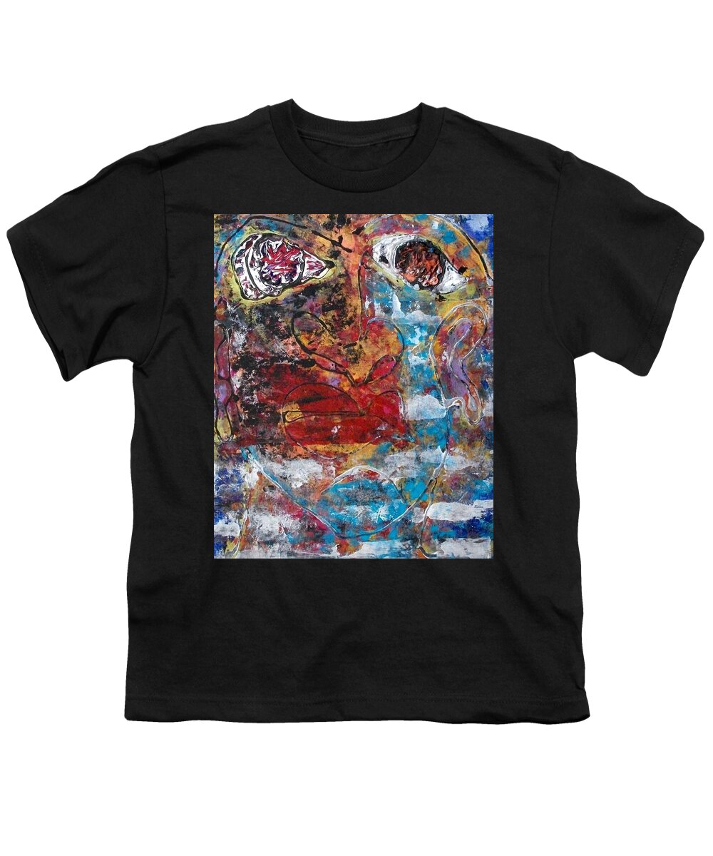Native American Youth T-Shirt featuring the painting Tears on the Trail Native American by Cleaster Cotton