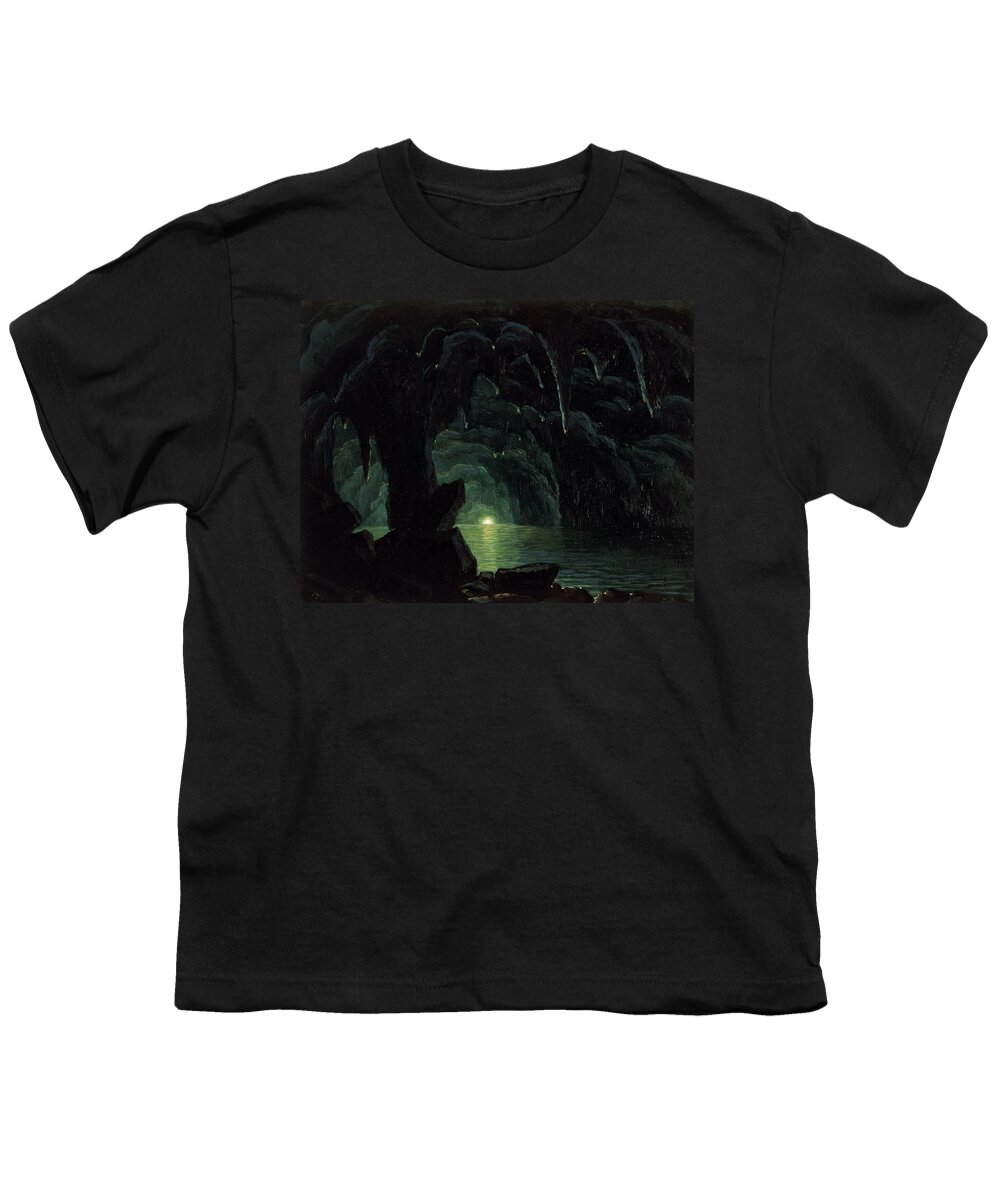 The Blue Grotto Youth T-Shirt featuring the painting The Blue Grotto by Albert Bierstadt