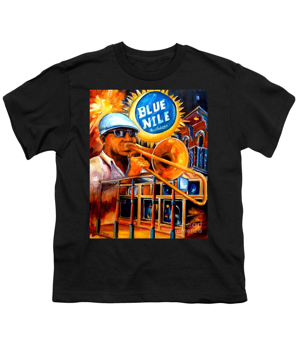 New Orleans Youth T-Shirt featuring the painting The Blue Nile Jazz Club by Diane Millsap