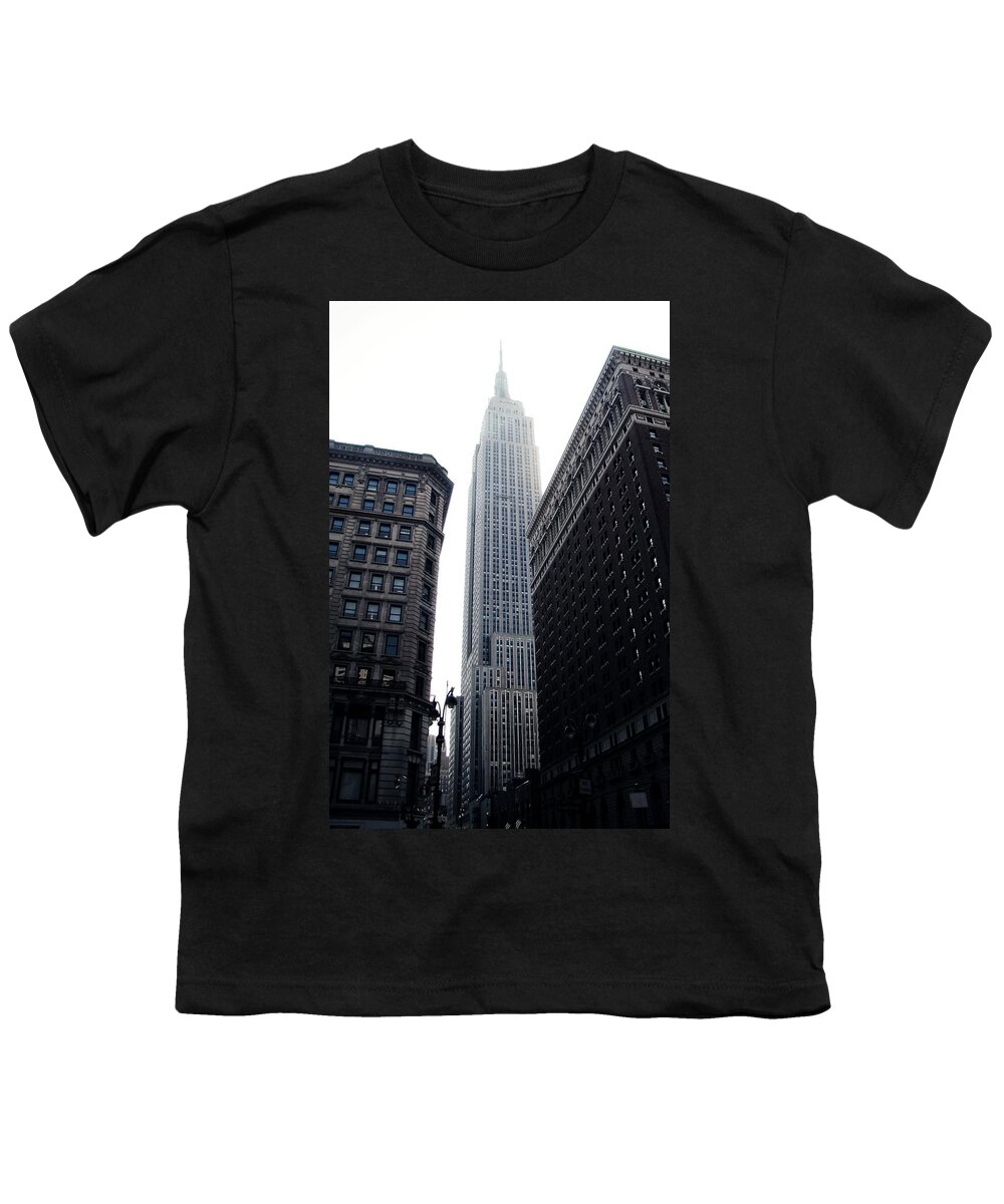 New York Youth T-Shirt featuring the photograph The Empire State Building by Zinvolle Art