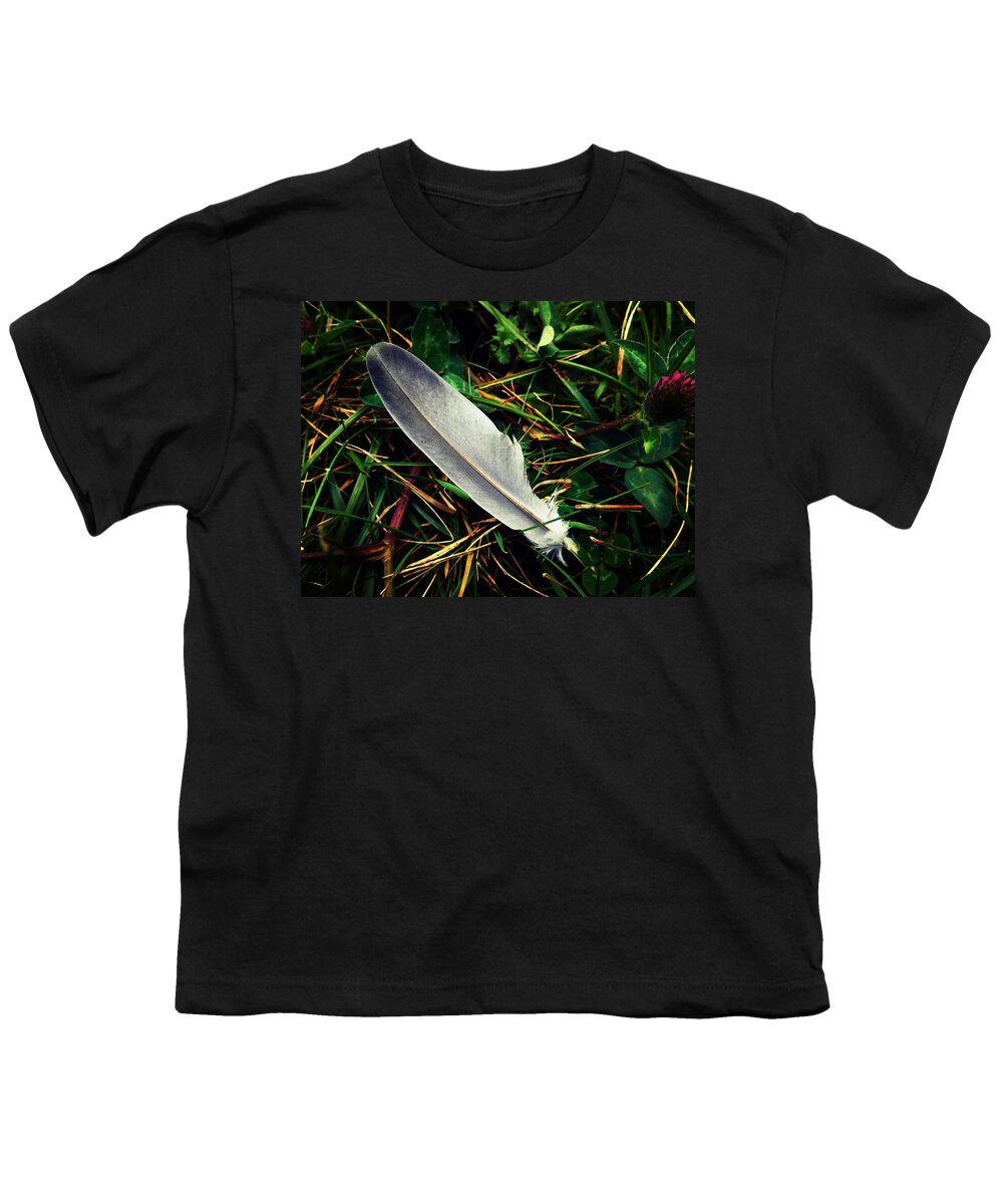 Fallen Youth T-Shirt featuring the photograph The Fallen Feather by Zinvolle Art