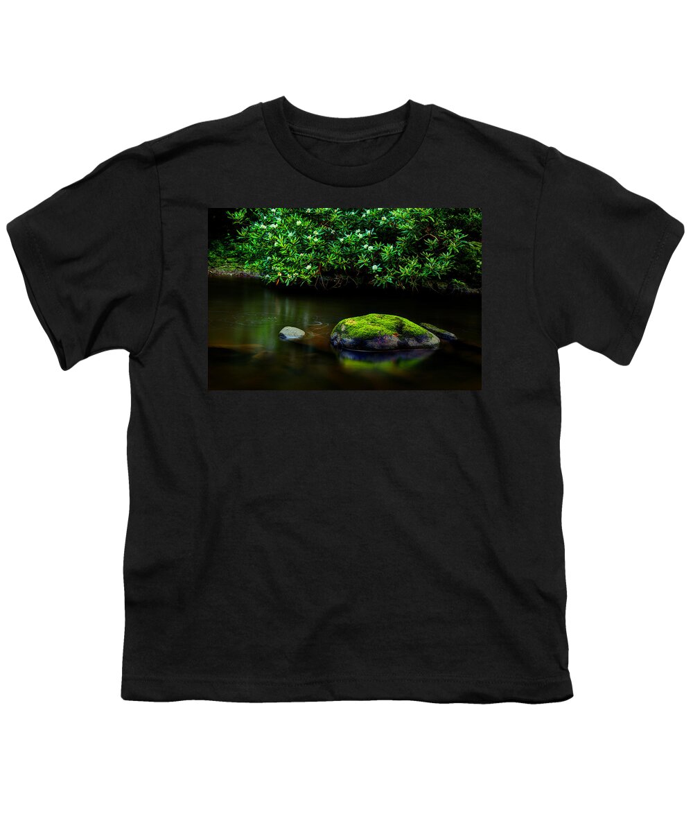 Quiet River Scene Youth T-Shirt featuring the photograph The Stream's Embrace by Michael Eingle