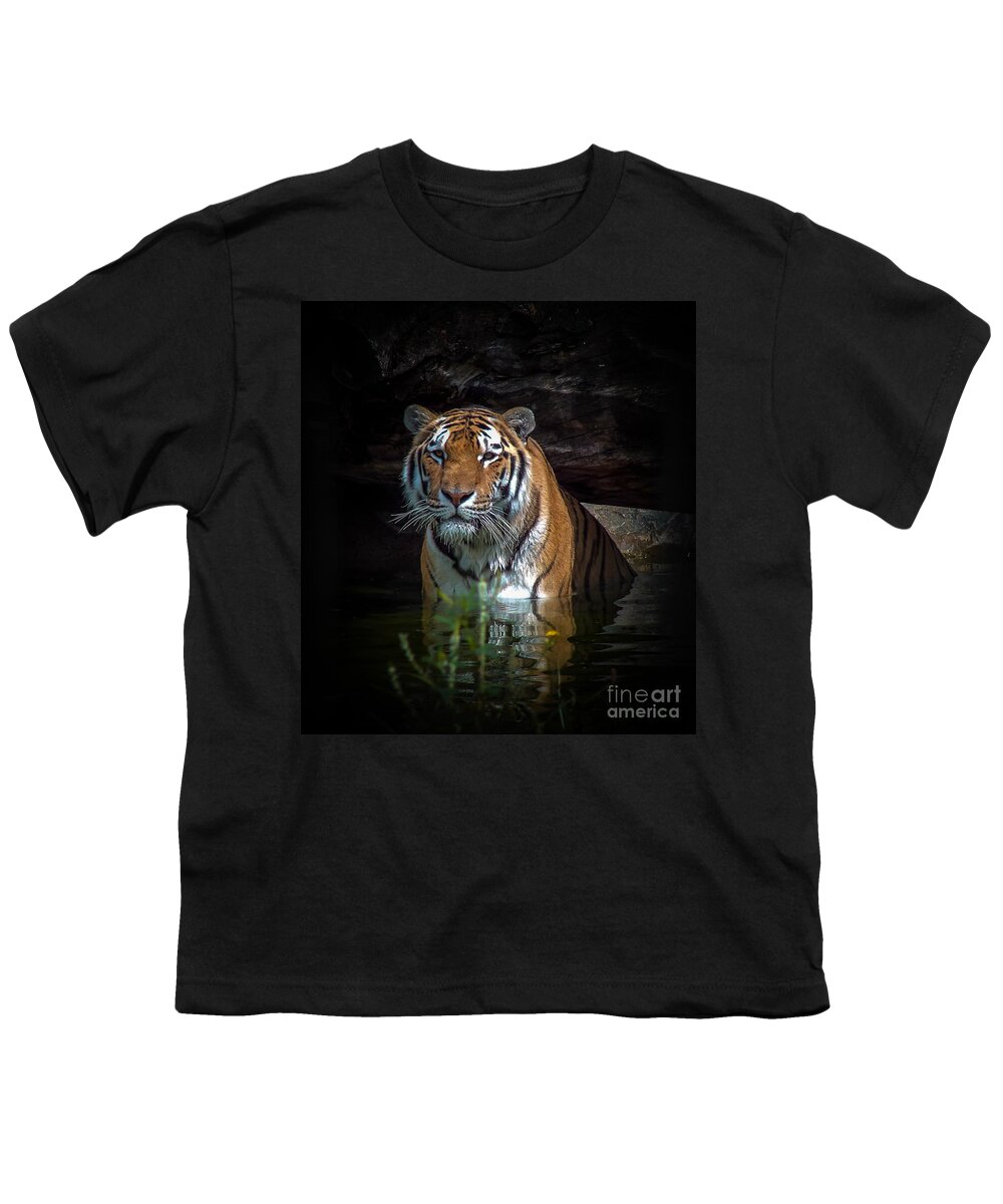 Tiger Youth T-Shirt featuring the photograph The Watering Hole by Bianca Nadeau