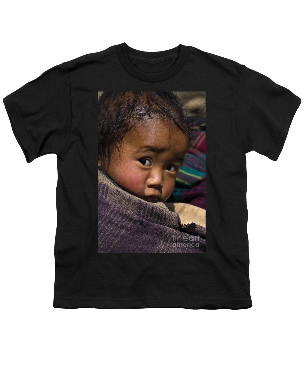 Nepal_d1359 Youth T-Shirt featuring the photograph Tibetan Child - Samdo Village Nepal by Craig Lovell