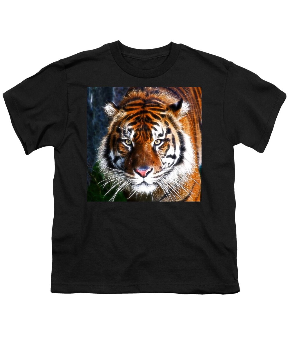 Wildlife Youth T-Shirt featuring the photograph Tiger Close Up by Steve McKinzie