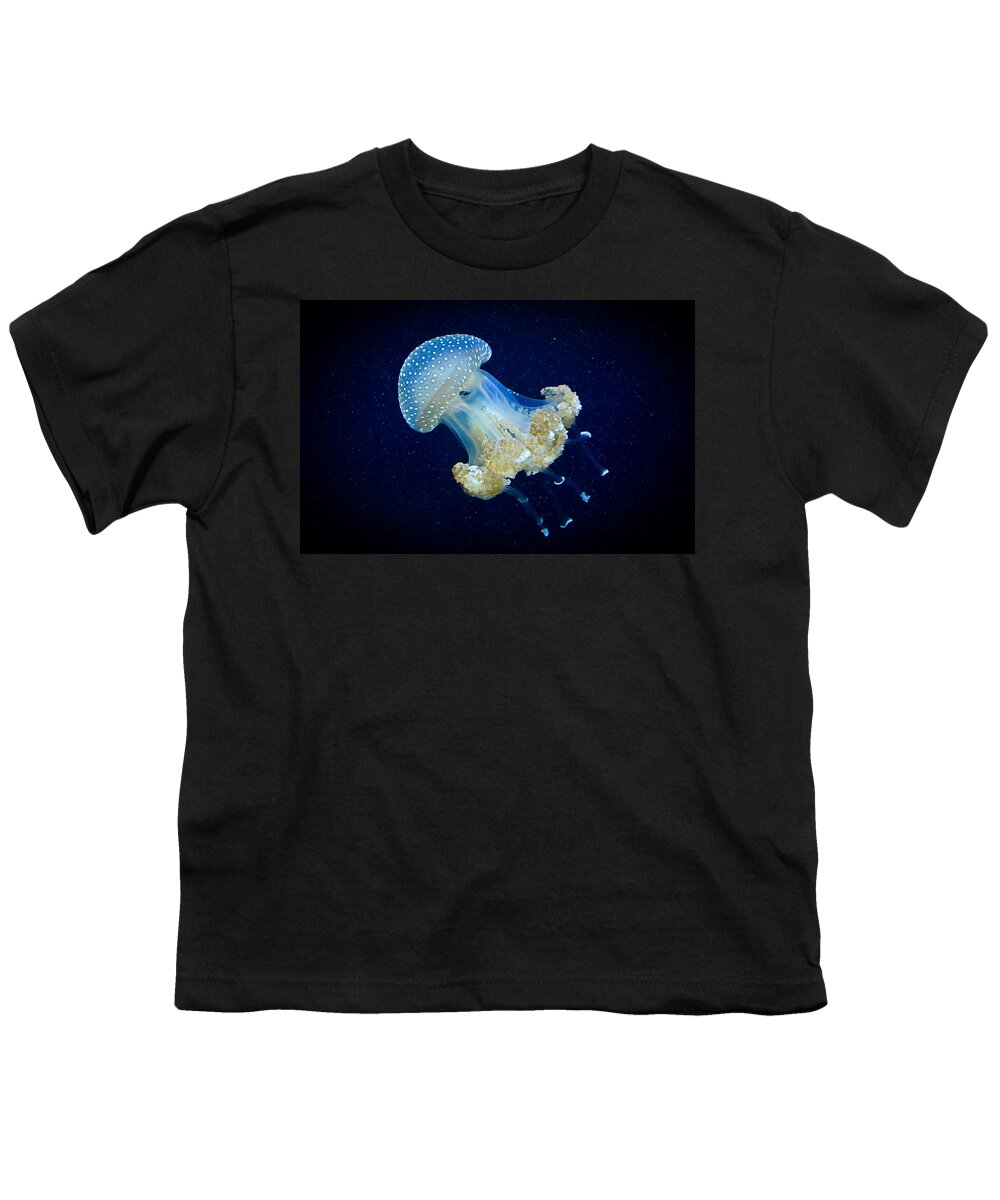 Jellyfish Youth T-Shirt featuring the photograph Transparent blue jellyfish by Andreas Berthold