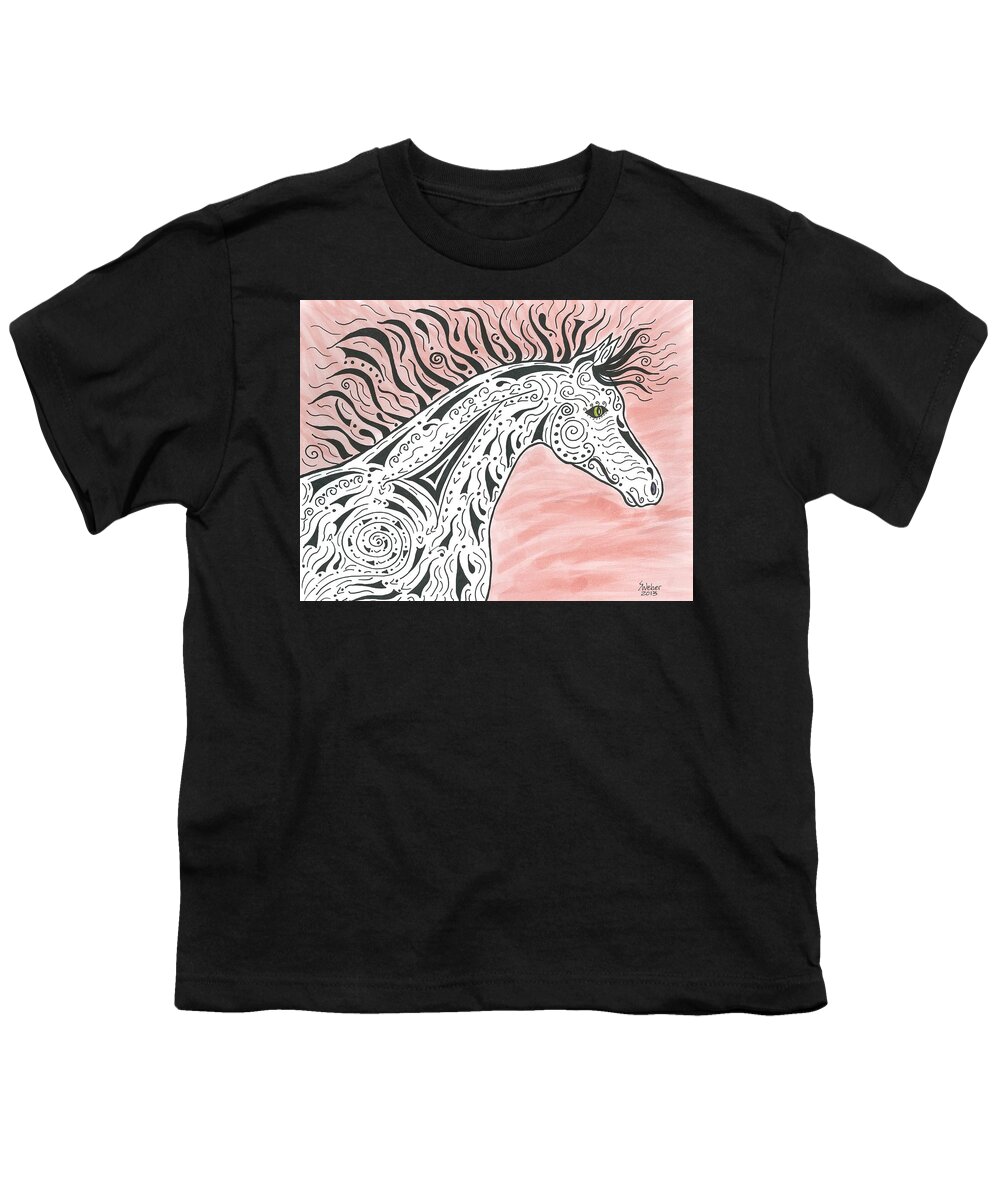 Horse Youth T-Shirt featuring the painting Tribal Spirit Wind by Susie WEBER