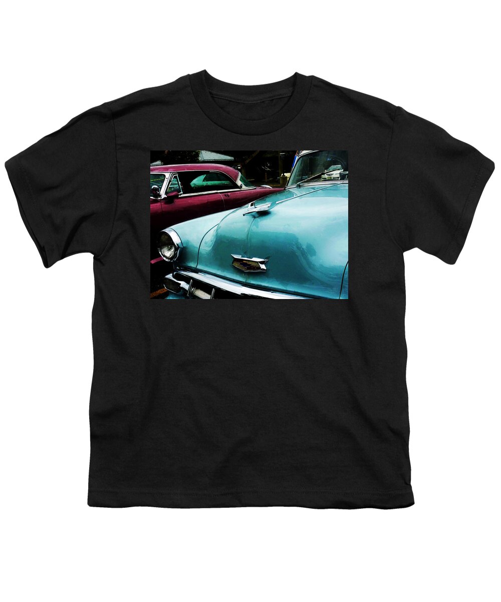 Car Youth T-Shirt featuring the photograph Turquoise Bel Air by Susan Savad