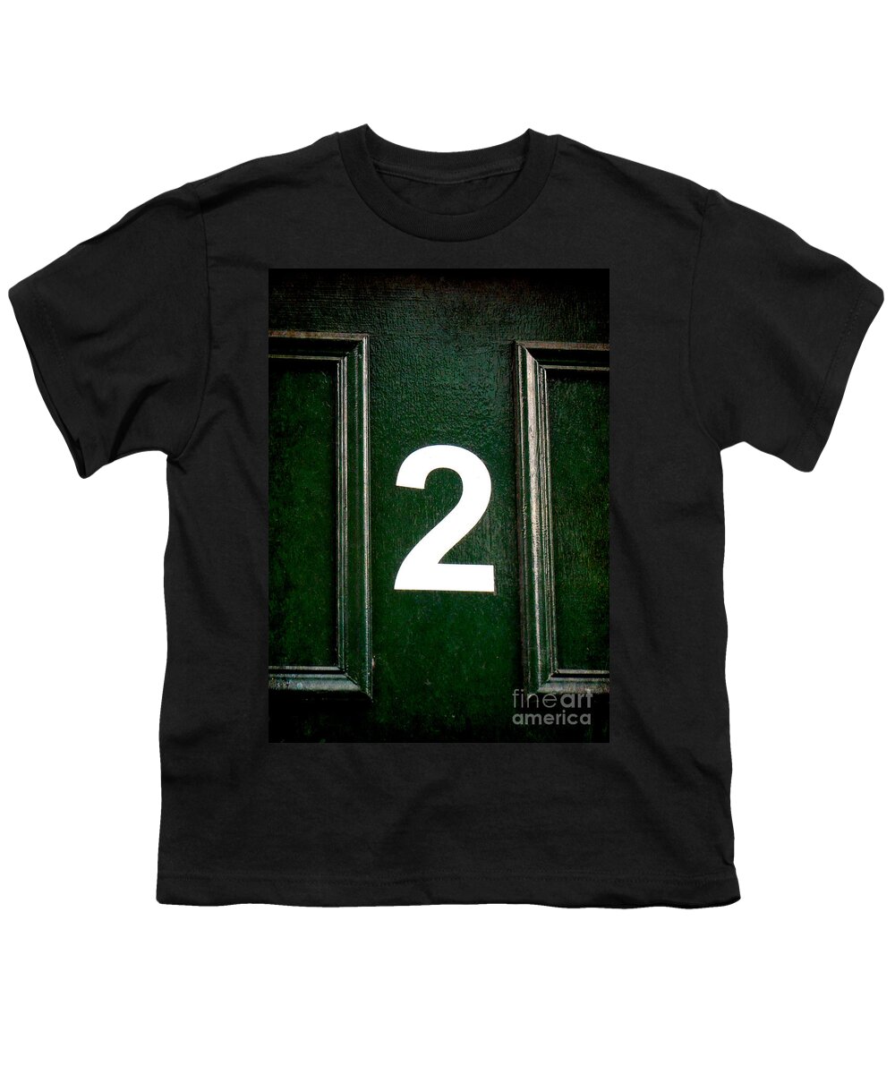 Number Youth T-Shirt featuring the photograph Two on Green Door by Valerie Reeves