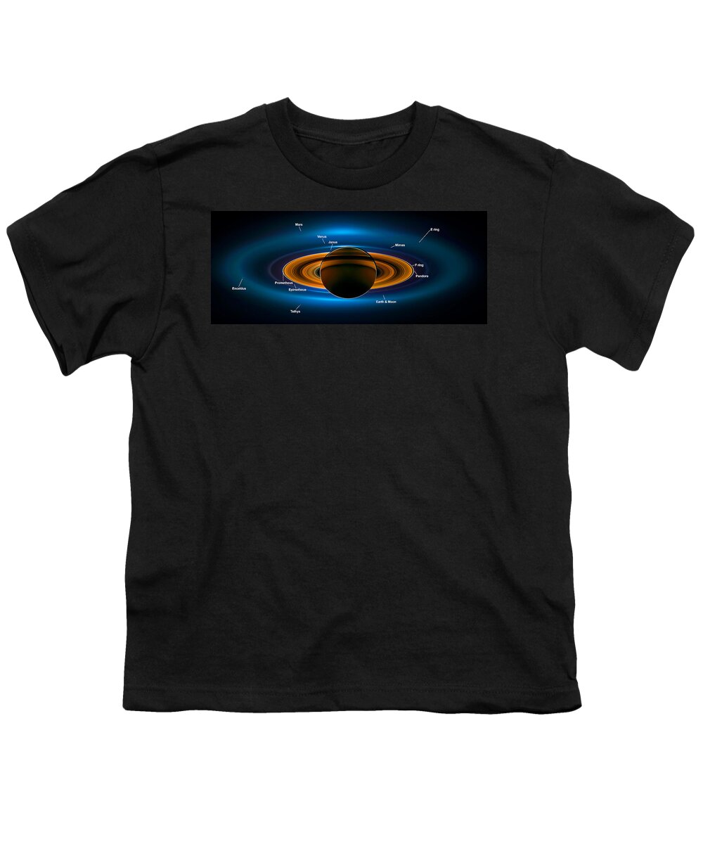 Saturn Youth T-Shirt featuring the digital art View from Saturn by NASA's Cassini Spacecraft by Ram Vasudev