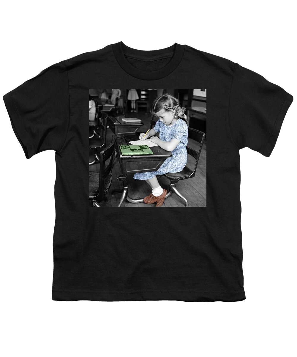 School Youth T-Shirt featuring the photograph Vintage Schoolgirl by Andrew Fare