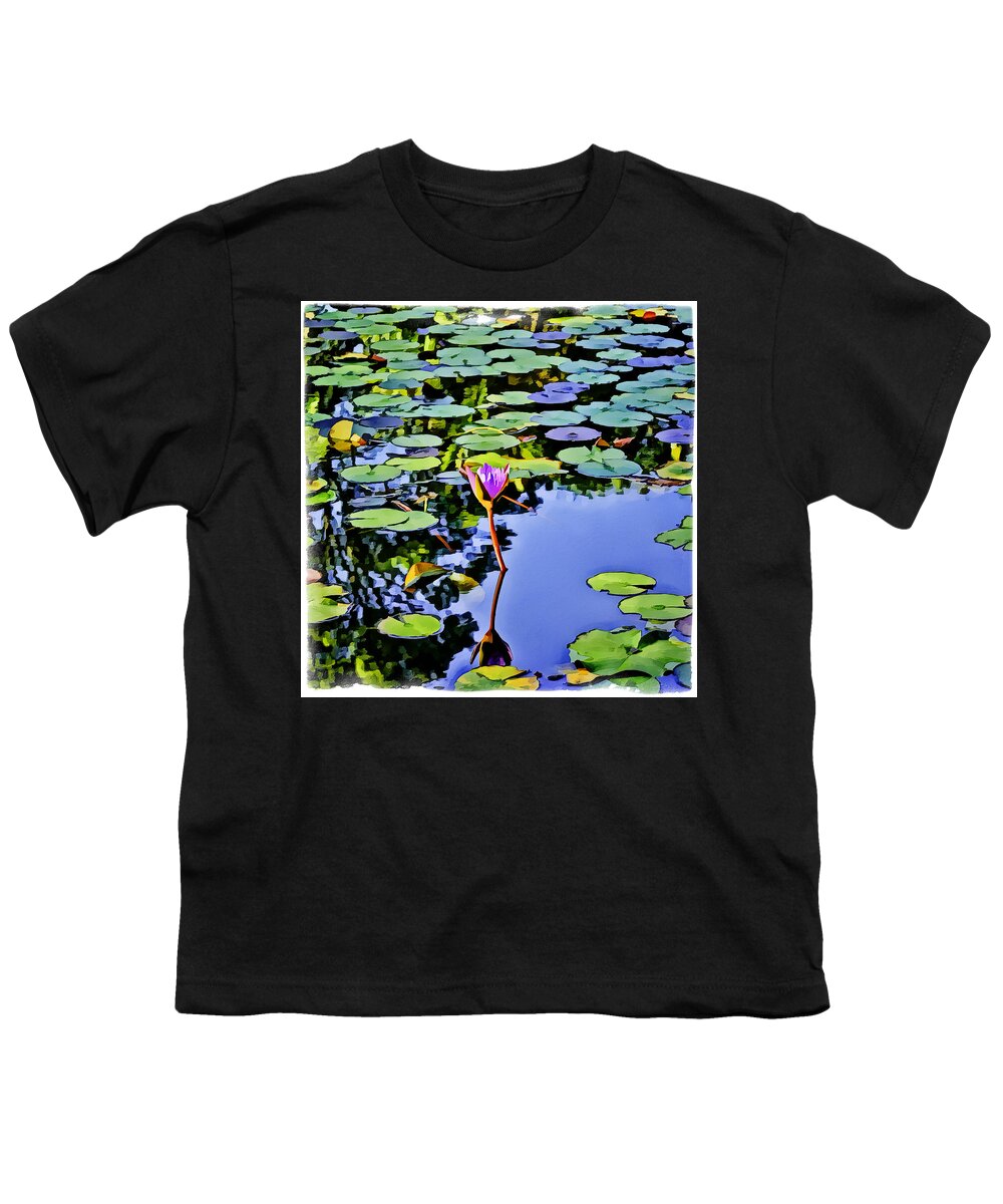 Flower Youth T-Shirt featuring the digital art Water Lily by Frank Lee