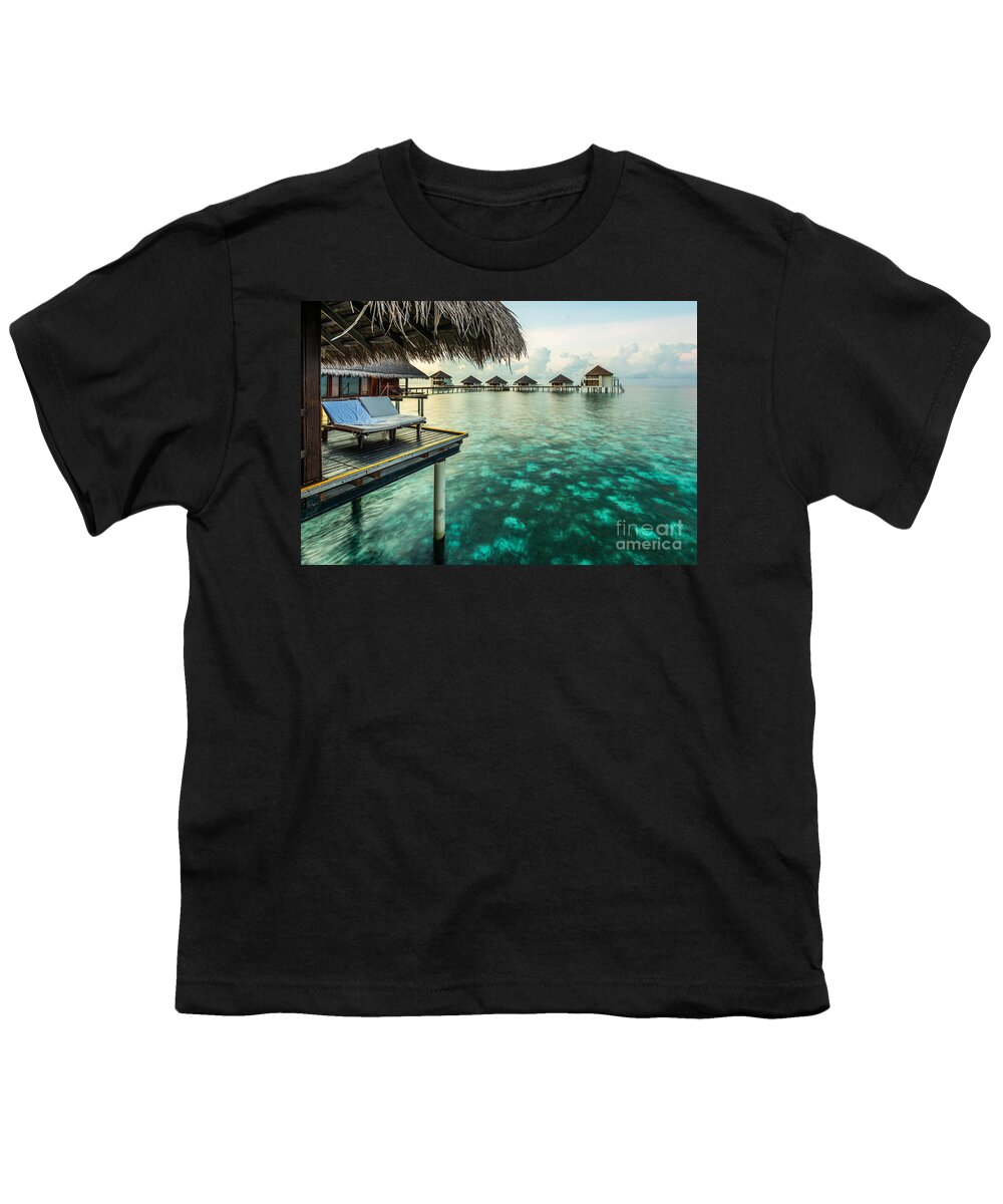 Water Bungalows Youth T-Shirt featuring the photograph Waterbungolaws by Hannes Cmarits