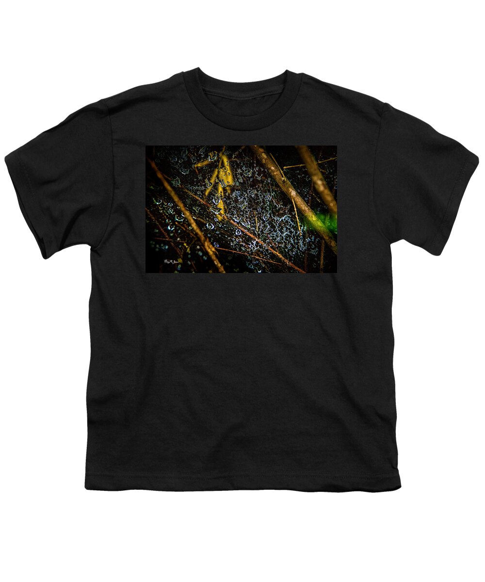 Spider Web Youth T-Shirt featuring the photograph Spider - Water Droplets - Wet Web by Barry Jones