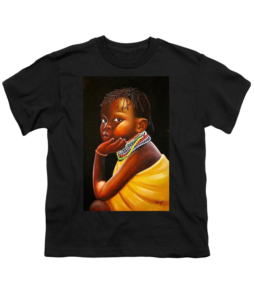 African Paintings Youth T-Shirt featuring the painting What's Going On? by Chagwi