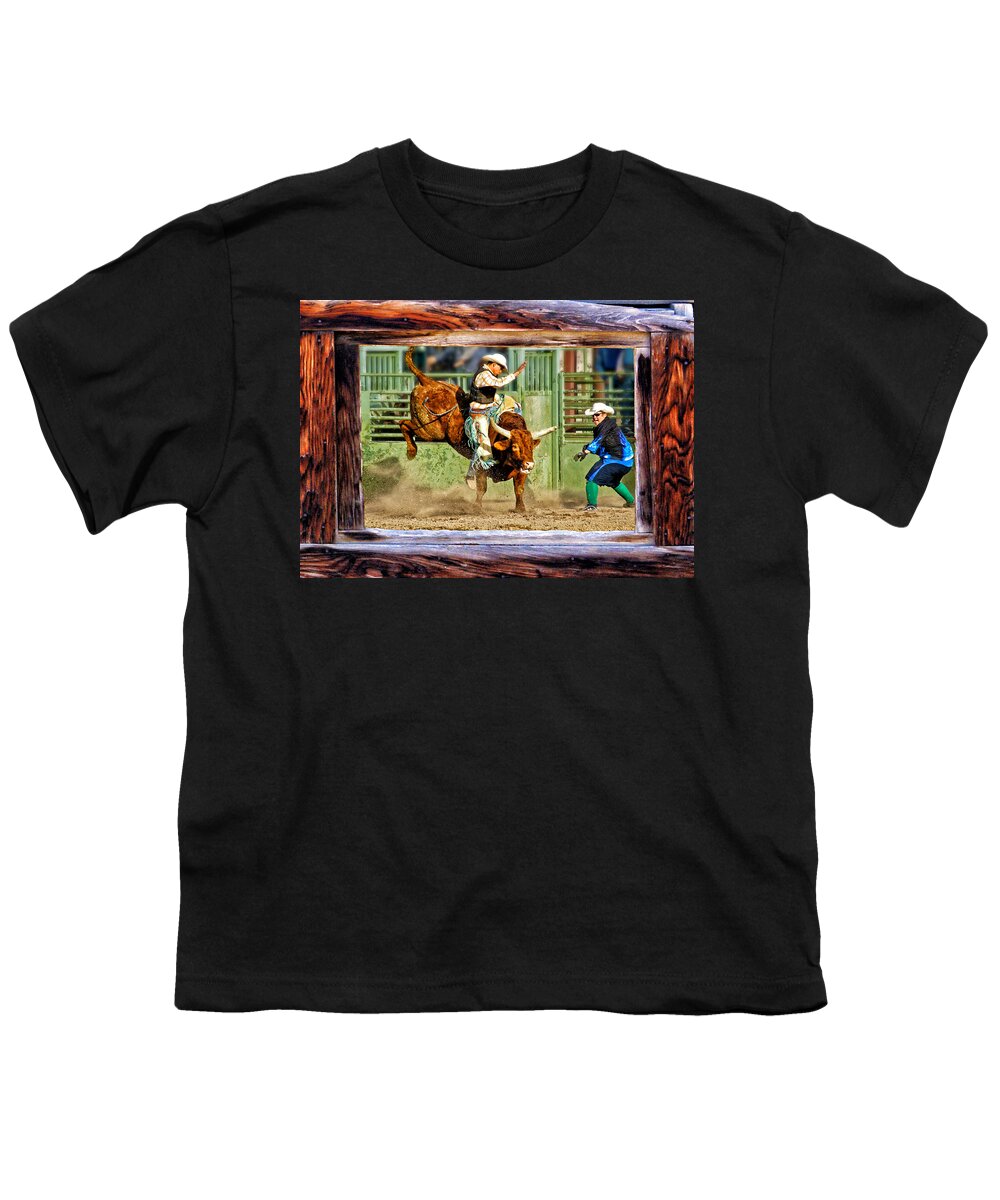 Bull Riding Youth T-Shirt featuring the photograph Wild Ride by Priscilla Burgers