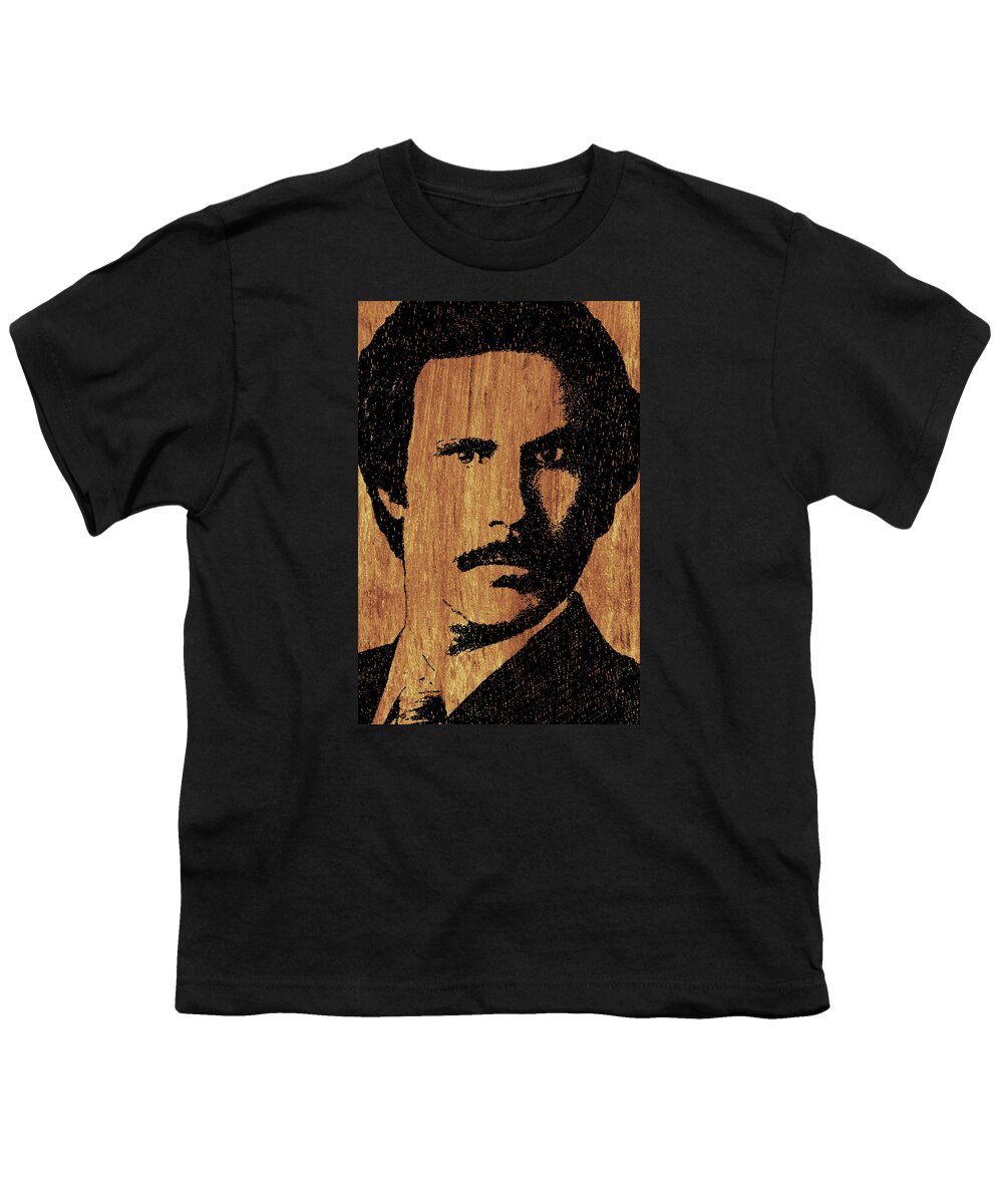 Anchorman Youth T-Shirt featuring the painting Will Ferrell Anchorman Ron Burgundy On Simulated Simulated Wood by Tony Rubino