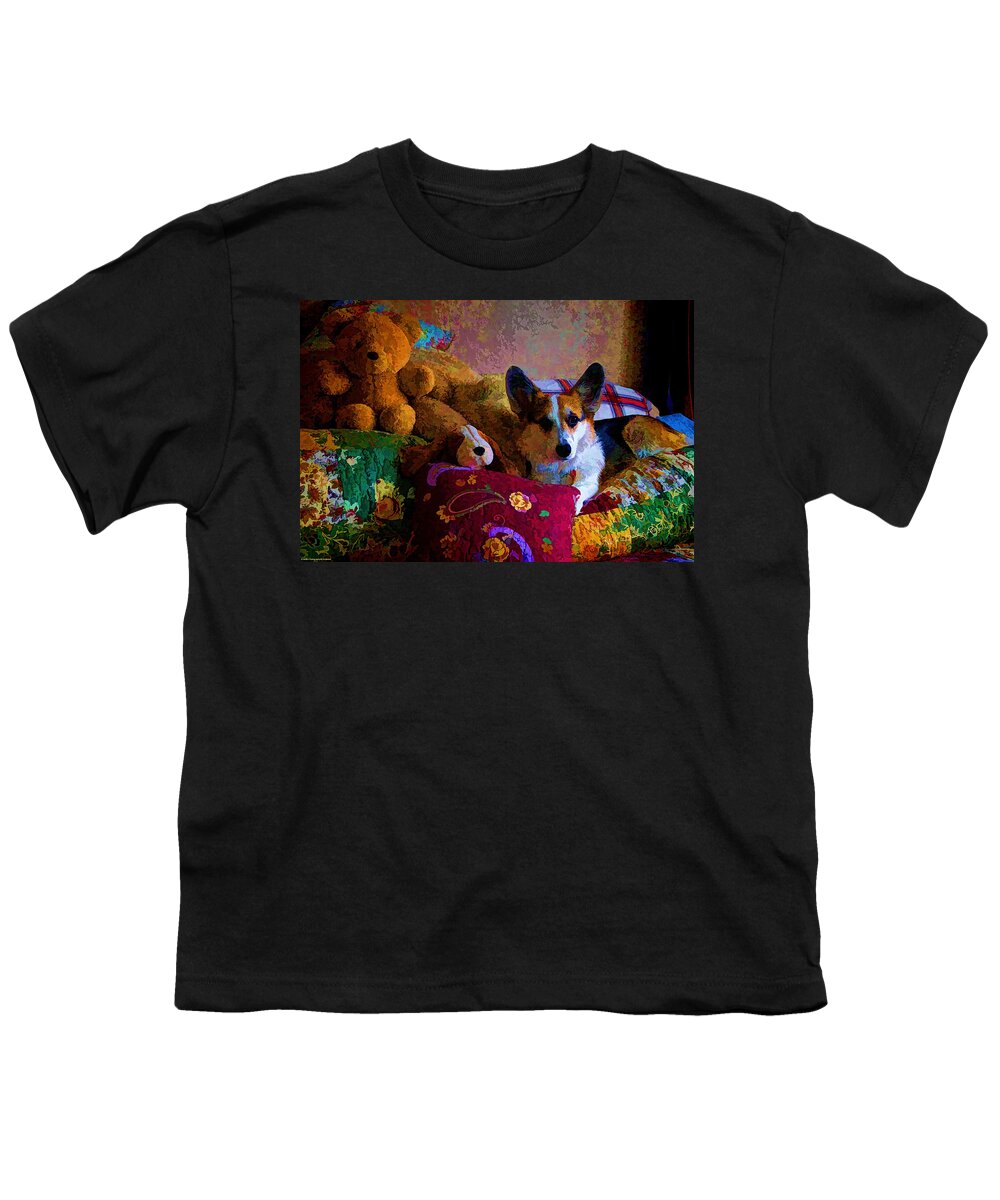 Johnny Youth T-Shirt featuring the photograph With His Friends On The Bed by Mick Anderson
