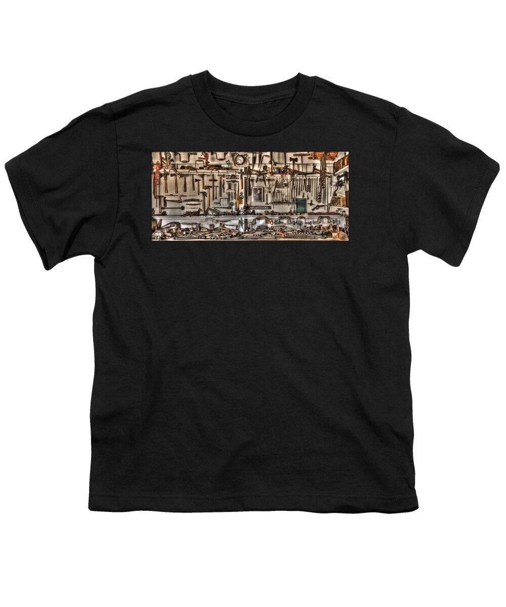 Appalachia Youth T-Shirt featuring the photograph Woodworking Tools by Debra and Dave Vanderlaan