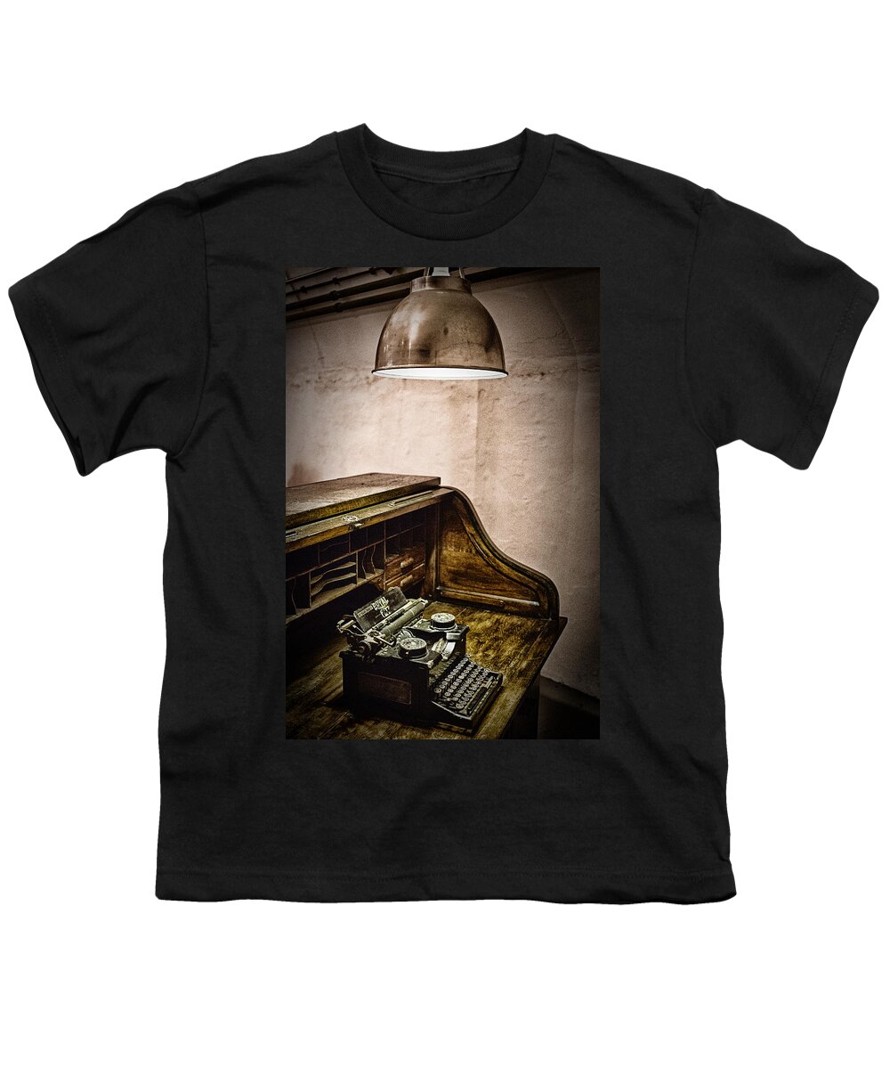 Typewriter Youth T-Shirt featuring the photograph Writers Desk by Nigel R Bell