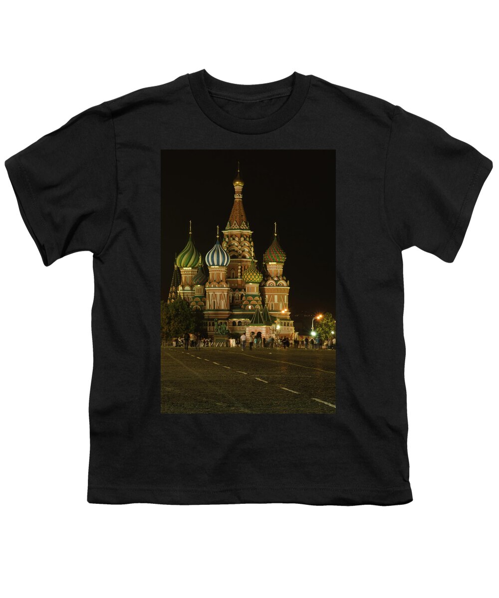Kremlin Youth T-Shirt featuring the photograph Red Square in Moscow at night #2 by Michael Goyberg