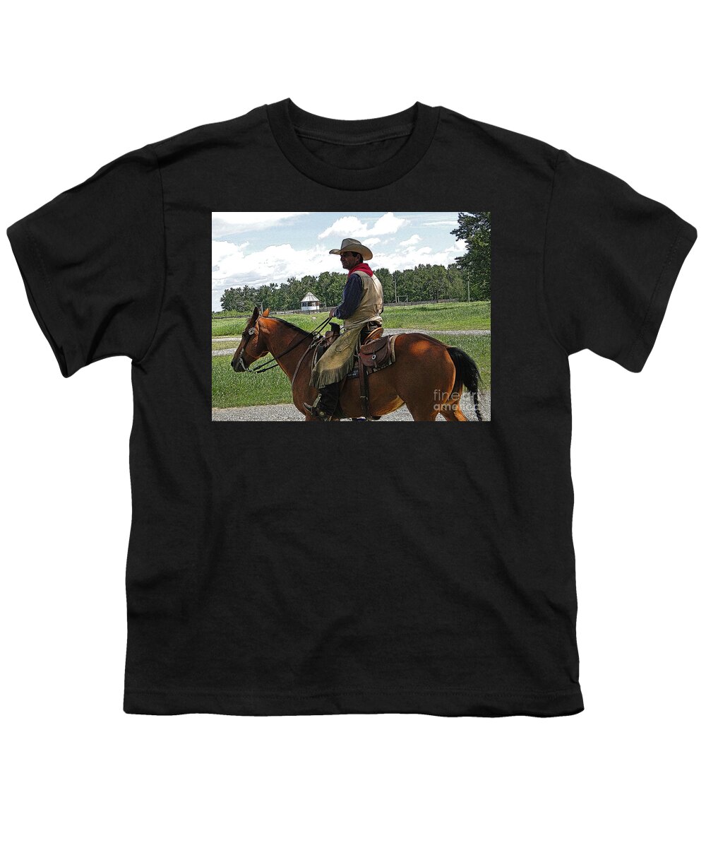 Al Bourassa Youth T-Shirt featuring the photograph A Real Cowboy II by Al Bourassa
