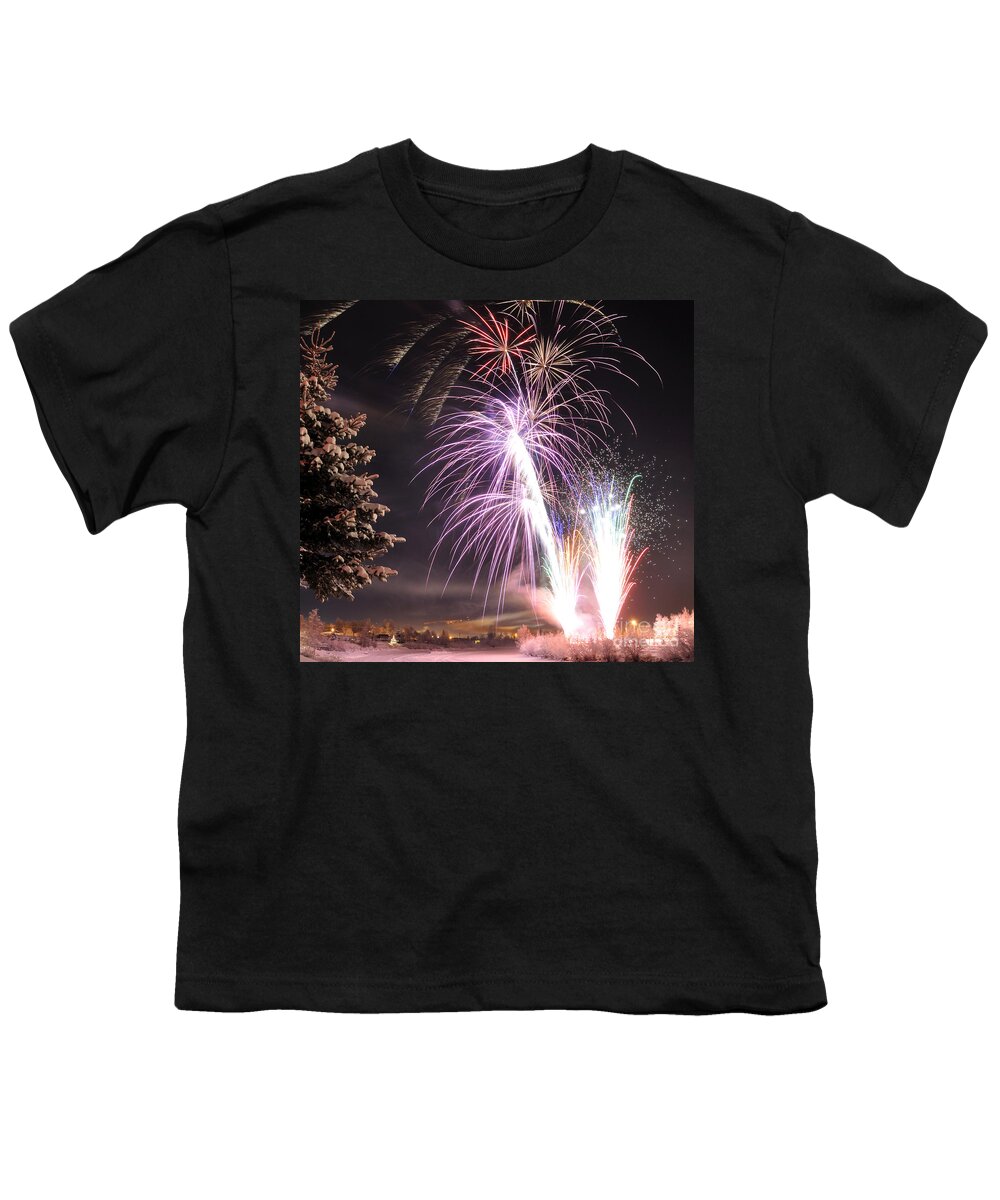 Arctic Youth T-Shirt featuring the photograph Alaska Winter Solstice Fireworks by Gary Whitton