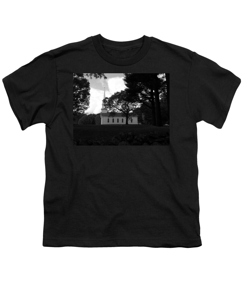 Martha Youth T-Shirt featuring the photograph Black and White MM Chapel by Kim Galluzzo