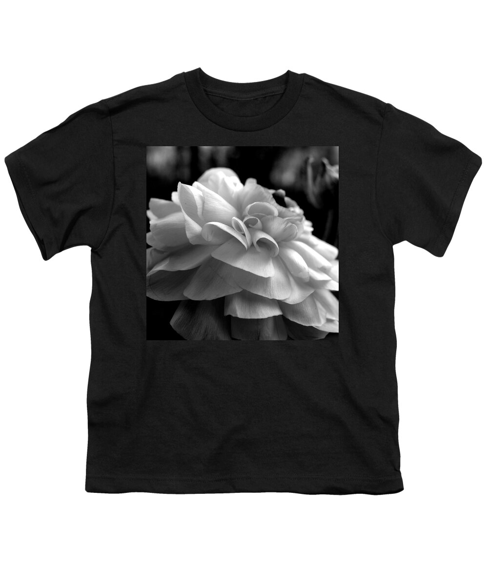 Ranunculus Youth T-Shirt featuring the photograph Black N White Beauty by Kim Galluzzo Wozniak