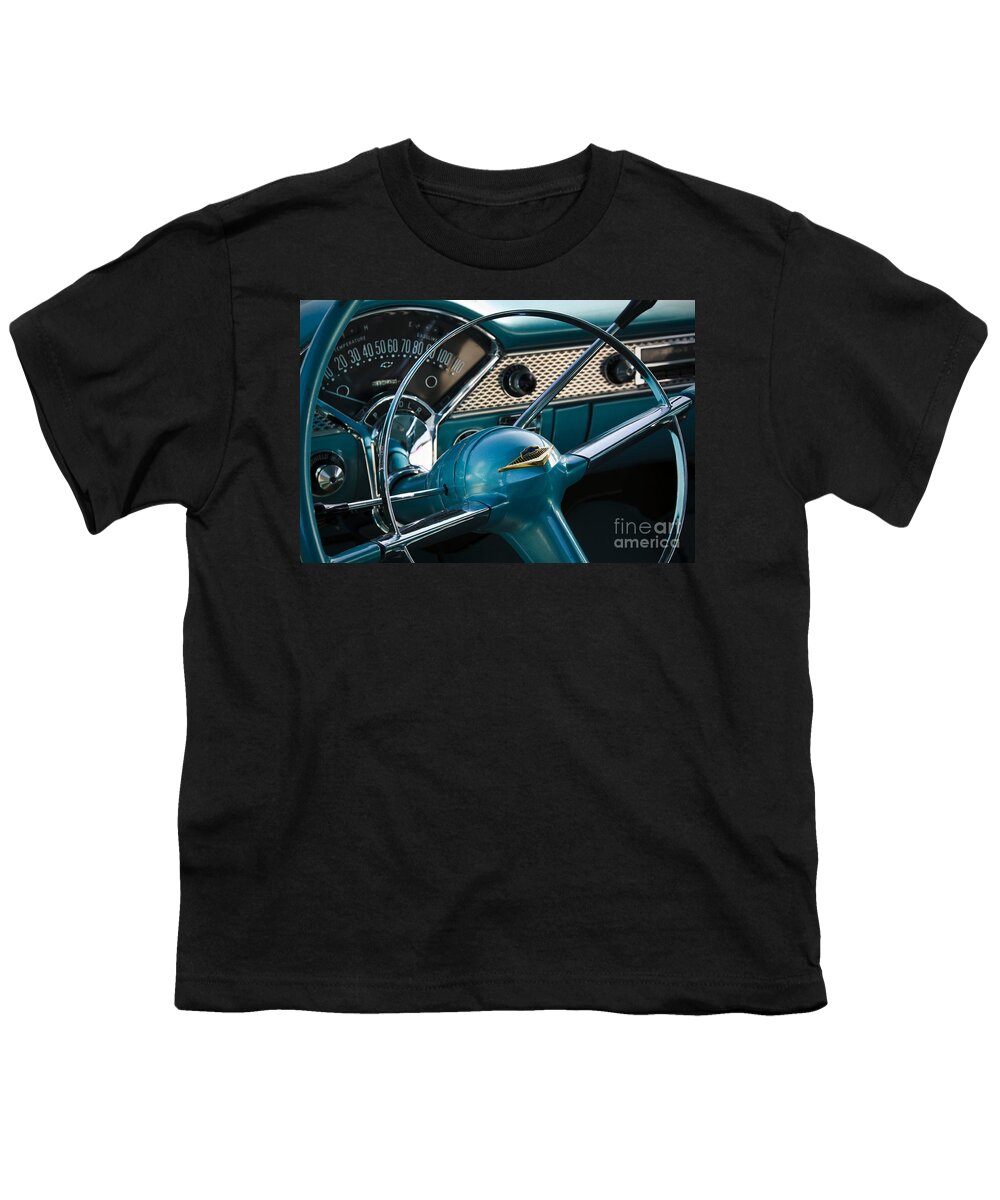 1955 Chevrolet Youth T-Shirt featuring the photograph Blue Belair by Dennis Hedberg