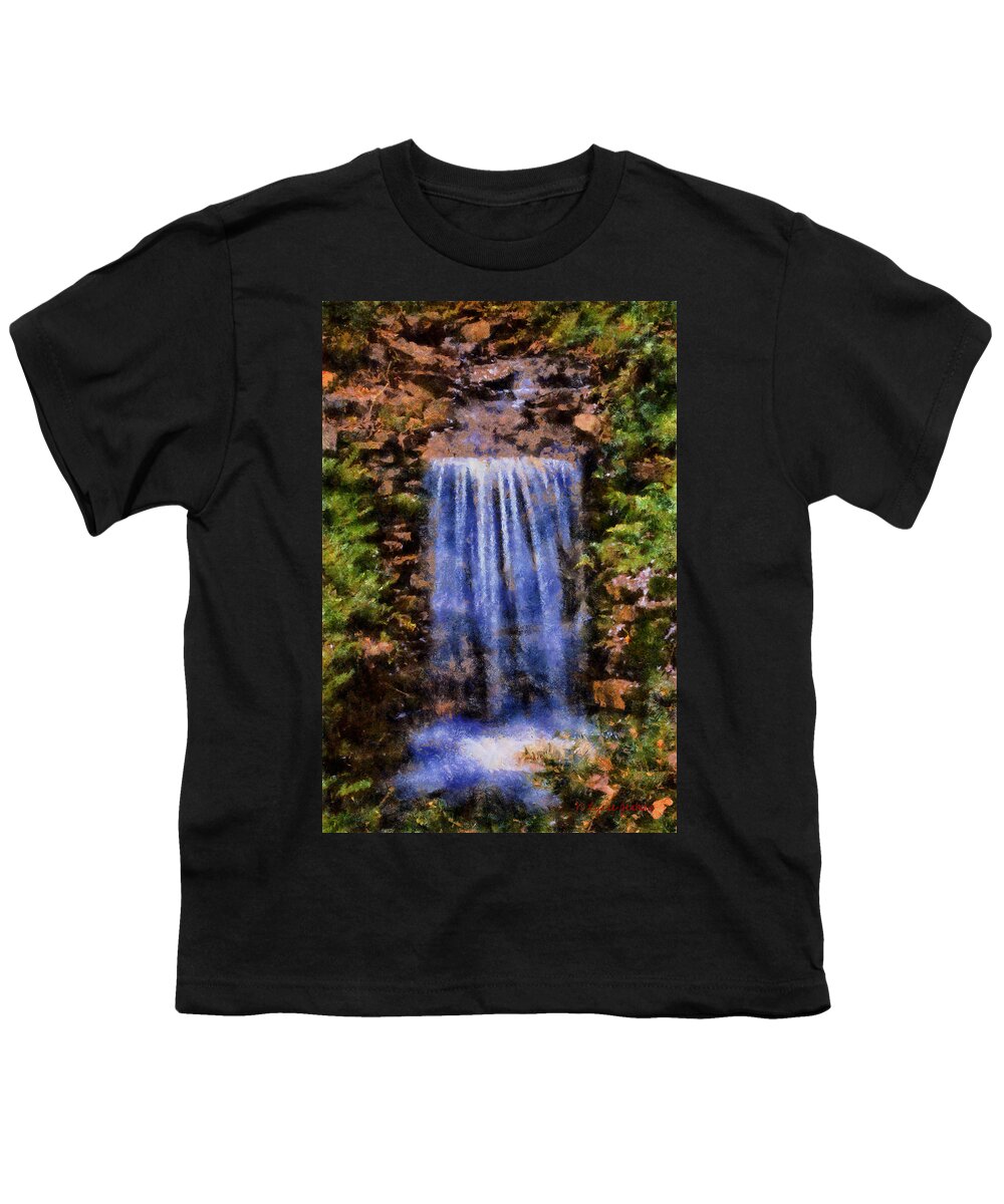 Waterfall Youth T-Shirt featuring the digital art Botanical Garden Falls by Lynne Jenkins