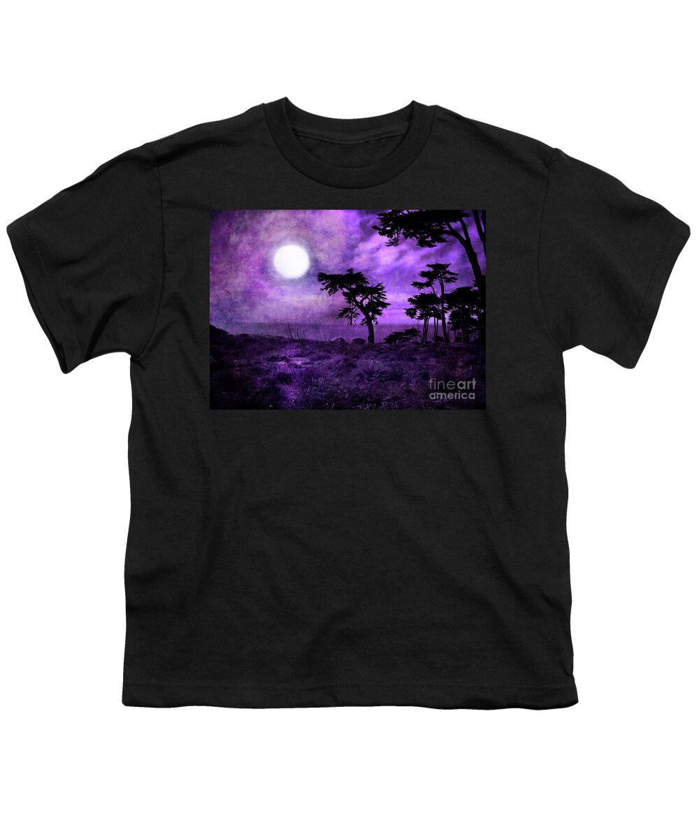 San Francisco Youth T-Shirt featuring the digital art Cypress Trees at Sutro Heights by Laura Iverson