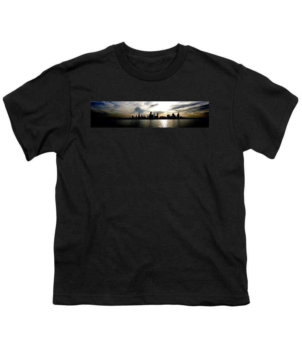 Chicago Youth T-Shirt featuring the photograph Dark Chicago Skyline by Scott Wood