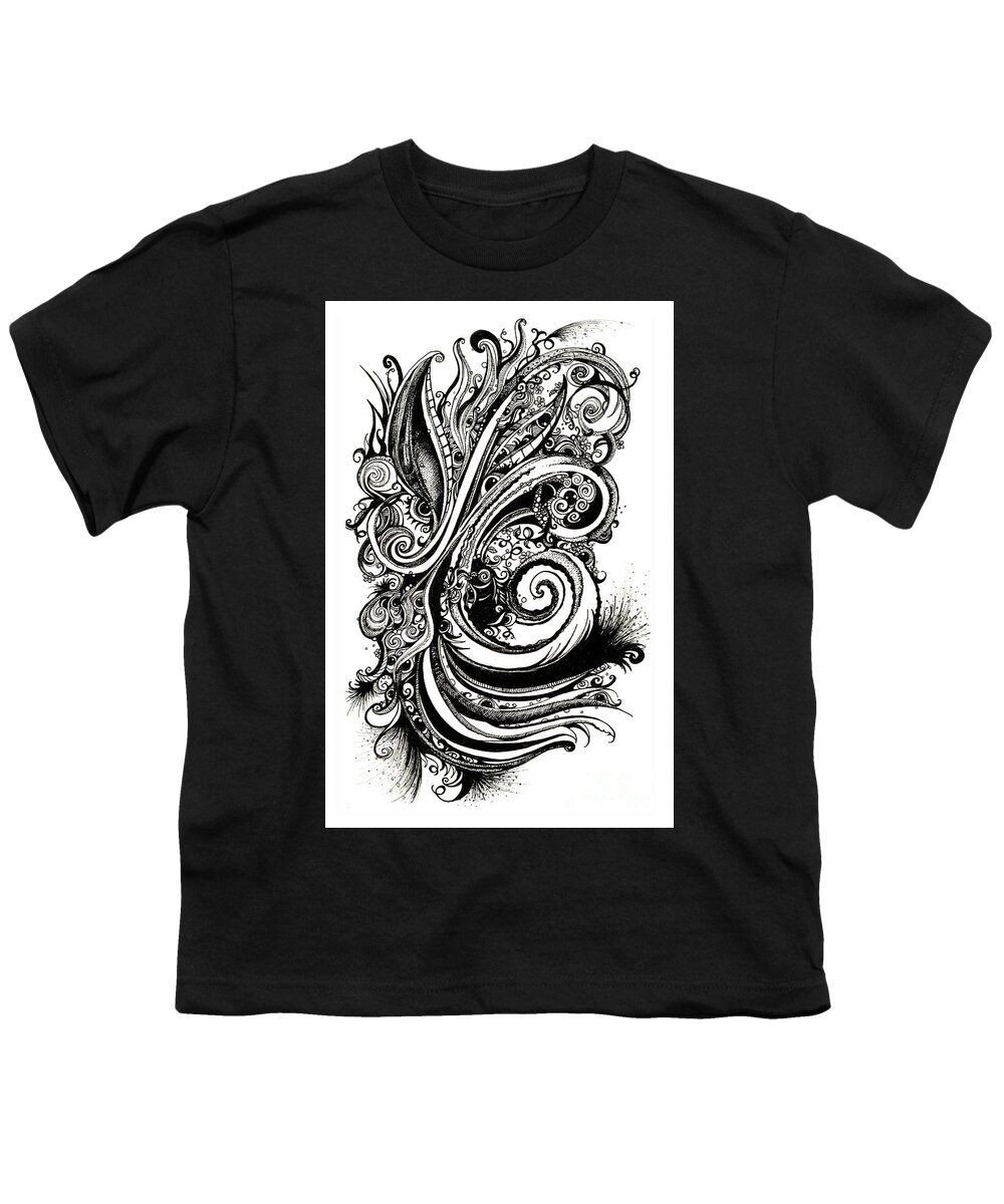 Black Youth T-Shirt featuring the drawing Eyes on You by Danielle Scott