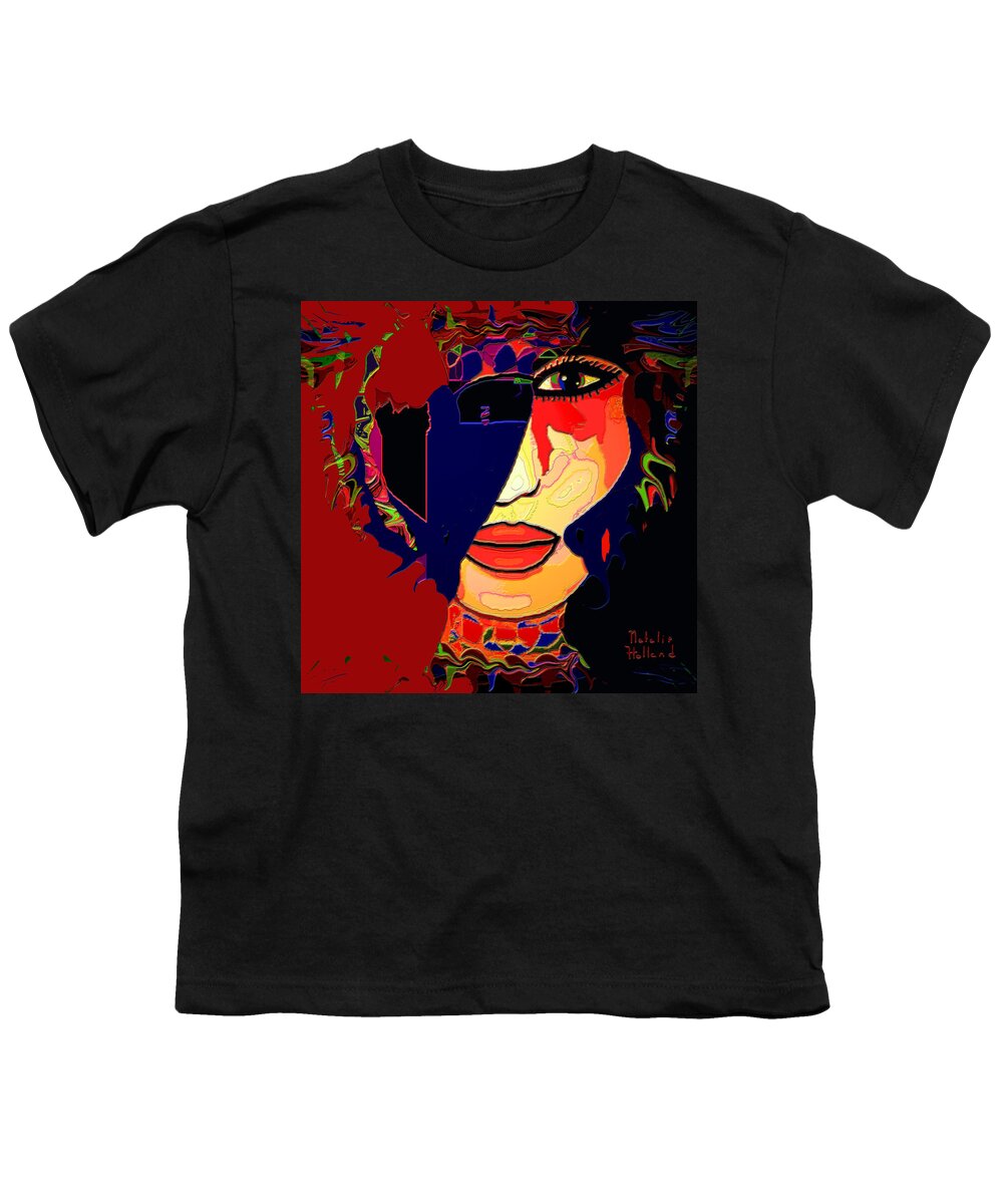 Face Youth T-Shirt featuring the mixed media Face 12 by Natalie Holland