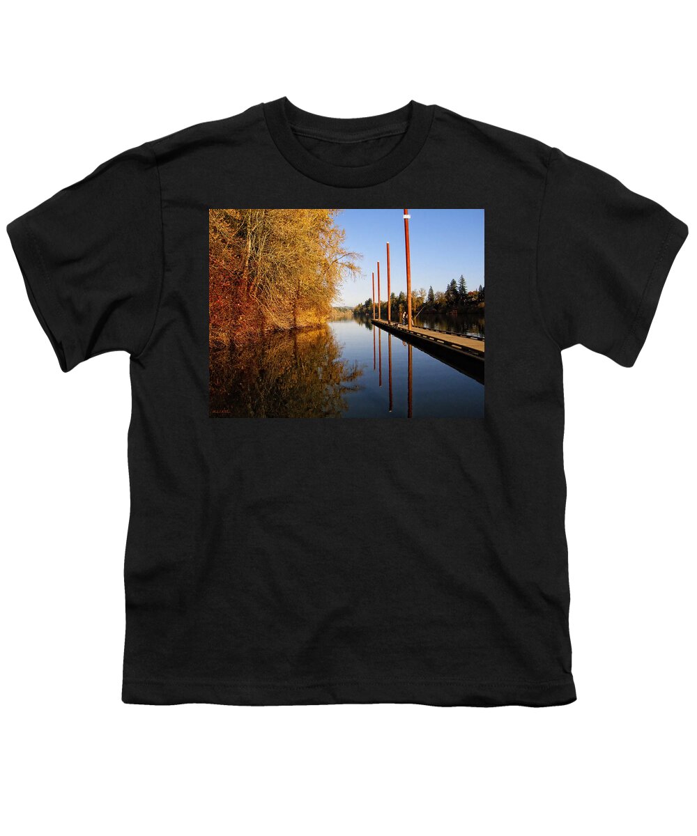 Pier Youth T-Shirt featuring the photograph Fall Pier by Wendy McKennon