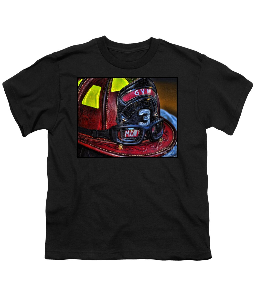 Fireman Youth T-Shirt featuring the photograph Fireman Helmet by Susan Cliett