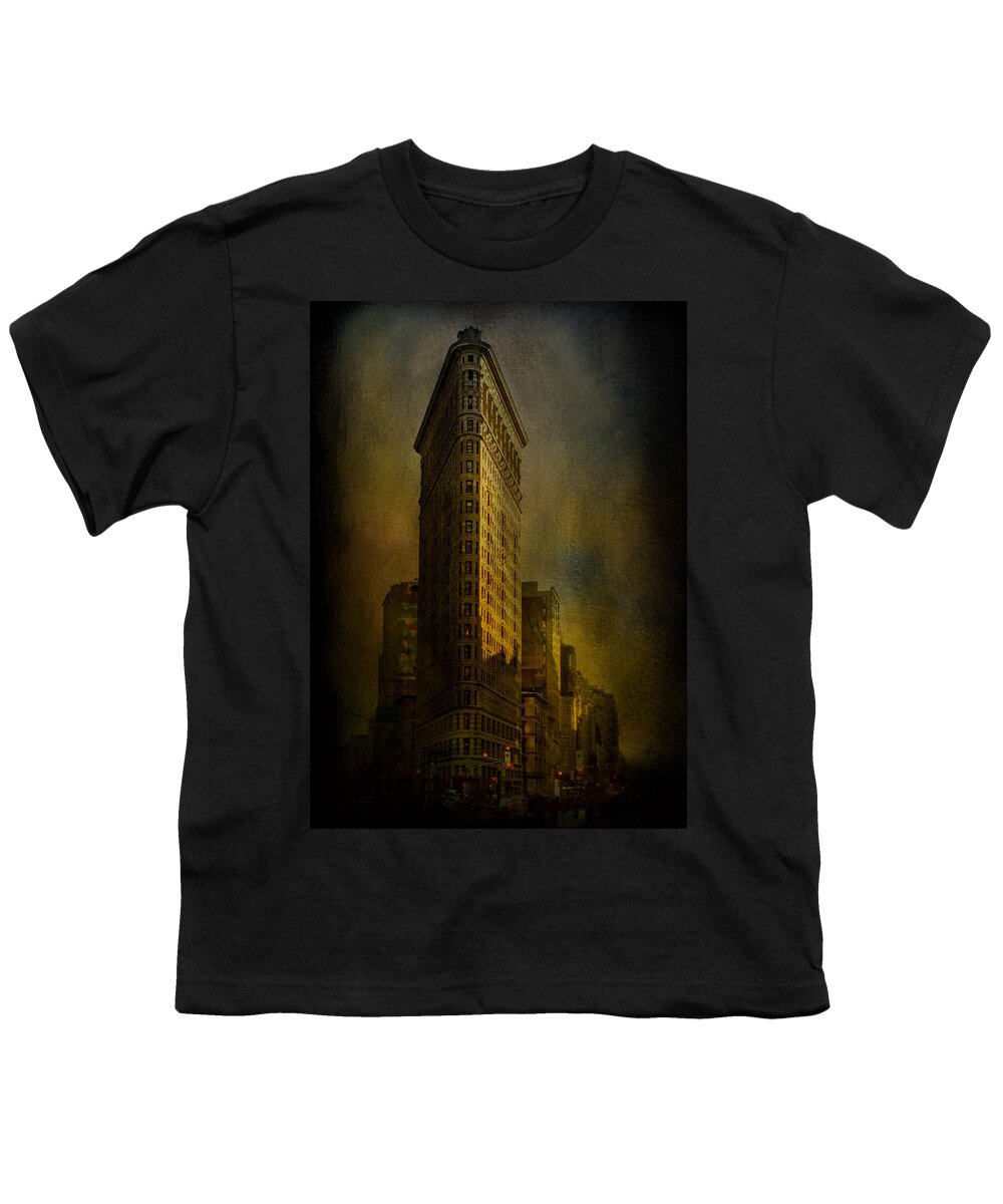 Flatiron Building Youth T-Shirt featuring the photograph Flatiron Building...My View..revised by Jeff Burgess
