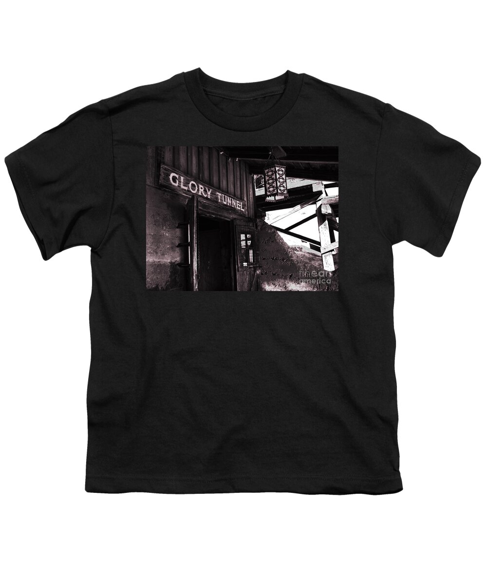 Silver Youth T-Shirt featuring the photograph Glory Tunnel Mine Entrance in Calico California by Susanne Van Hulst