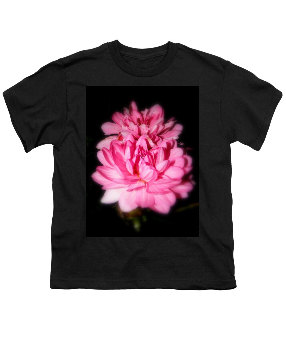 Dahlia Youth T-Shirt featuring the photograph Glowing Dahlias In The Night by Kim Galluzzo