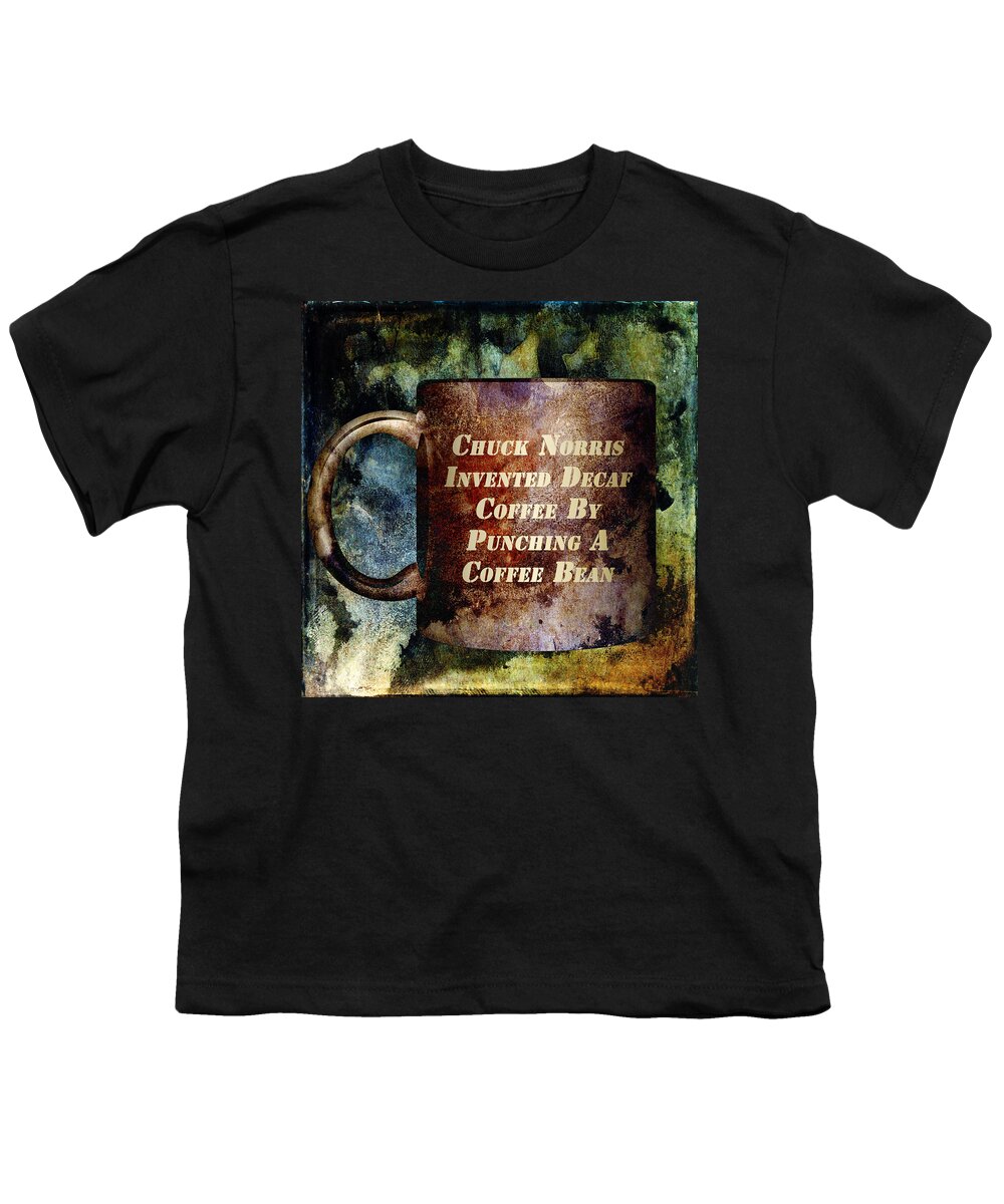 Coffee Youth T-Shirt featuring the mixed media Gritty Chuck Norris 2 by Angelina Tamez