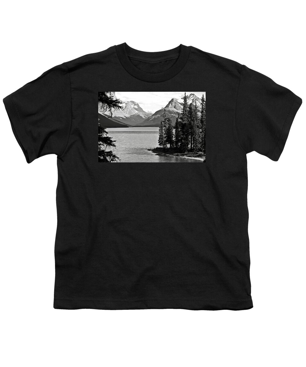 B&w Youth T-Shirt featuring the photograph Maligne Lake by RicardMN Photography