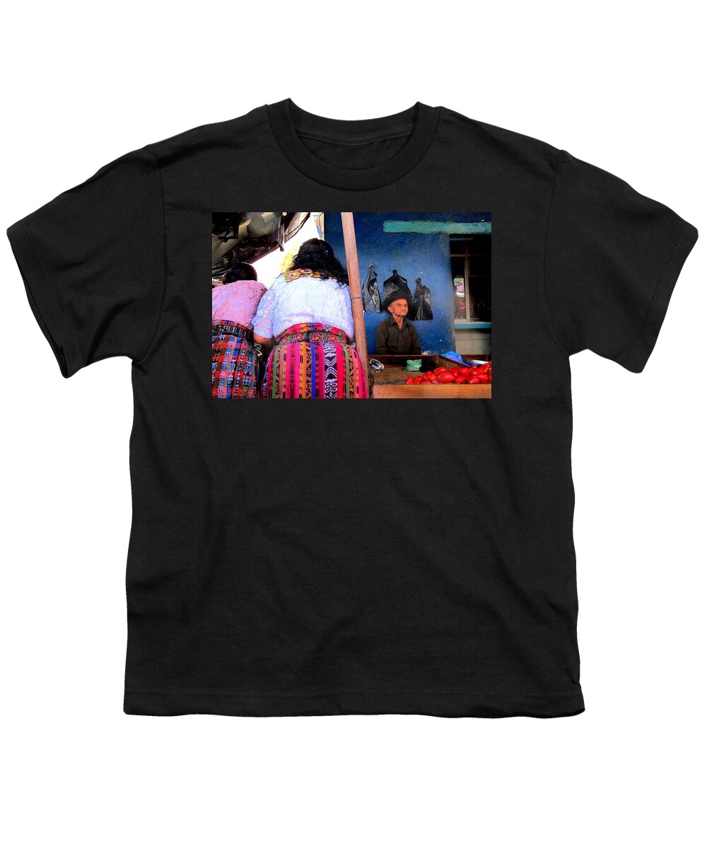 Maya Youth T-Shirt featuring the photograph Mayan Market Bums by Bruce J Robinson